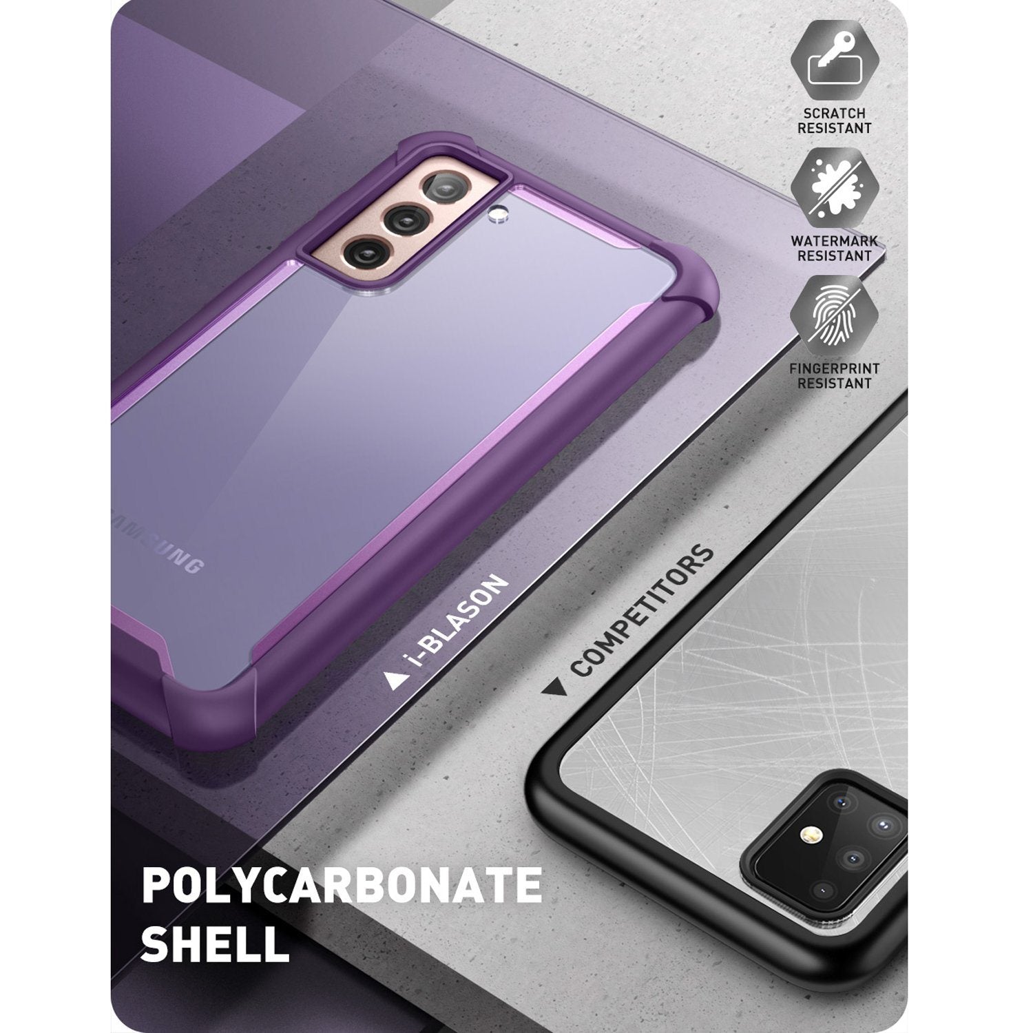 i-Blason Ares Series Clear Case for Samsung Galaxy S21(Without Screen Protector), Purple S21 i-Blason 