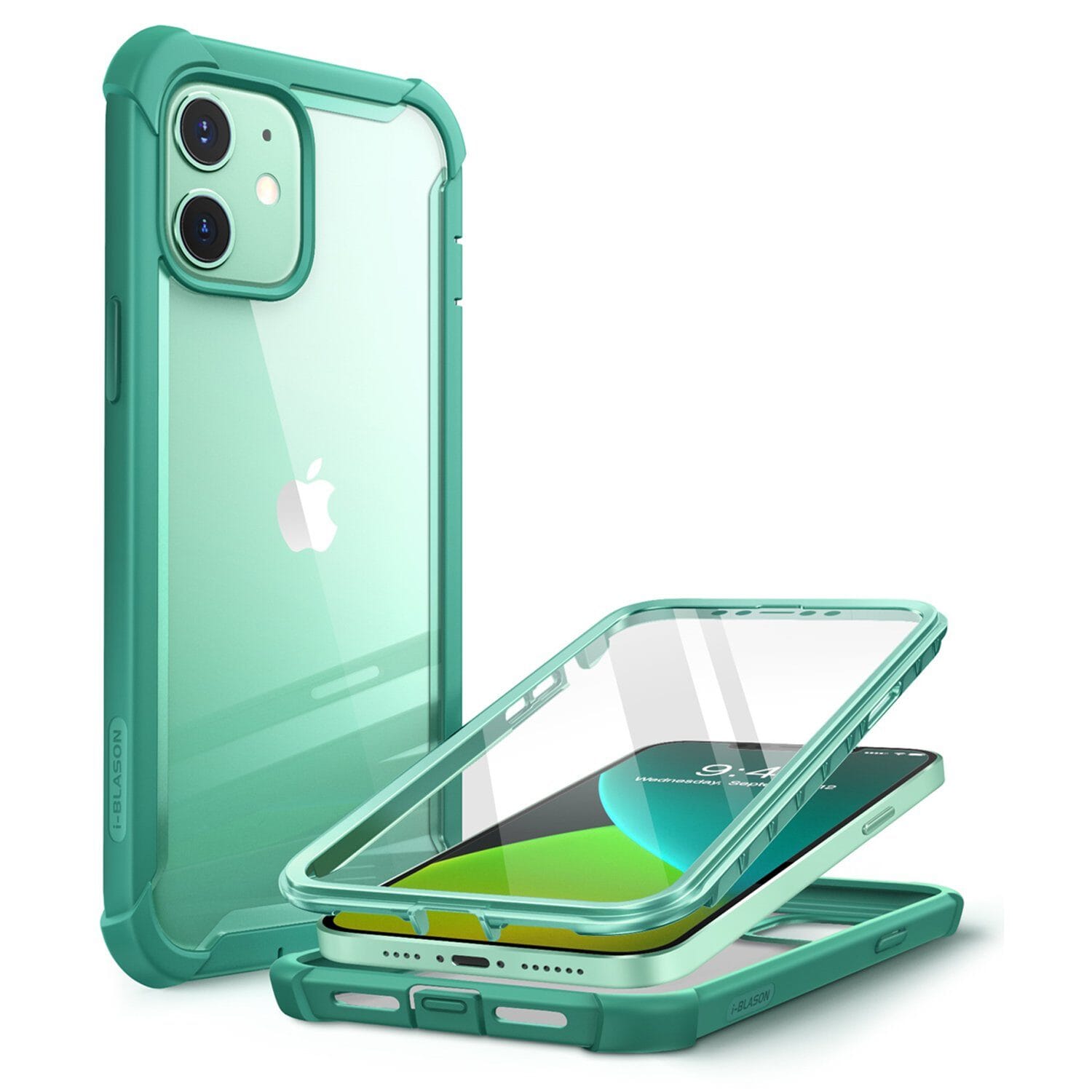 i-Blason Ares Series Rugged Clear Bumper Case for iPhone 12 Series (With Build-in Screen Protector) iPhone 12 Series i-Blason Mint Green iPhone 12 Mini 5.4" 