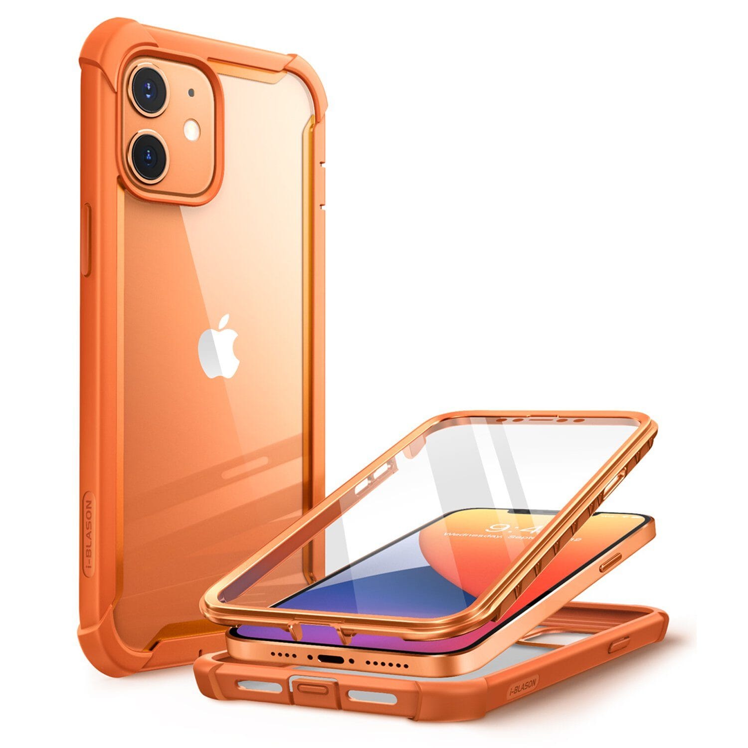 i-Blason Ares Series Rugged Clear Bumper Case for iPhone 12 Series (With Build-in Screen Protector) iPhone 12 Series i-Blason Orange iPhone 12/12 Pro 6.1" 
