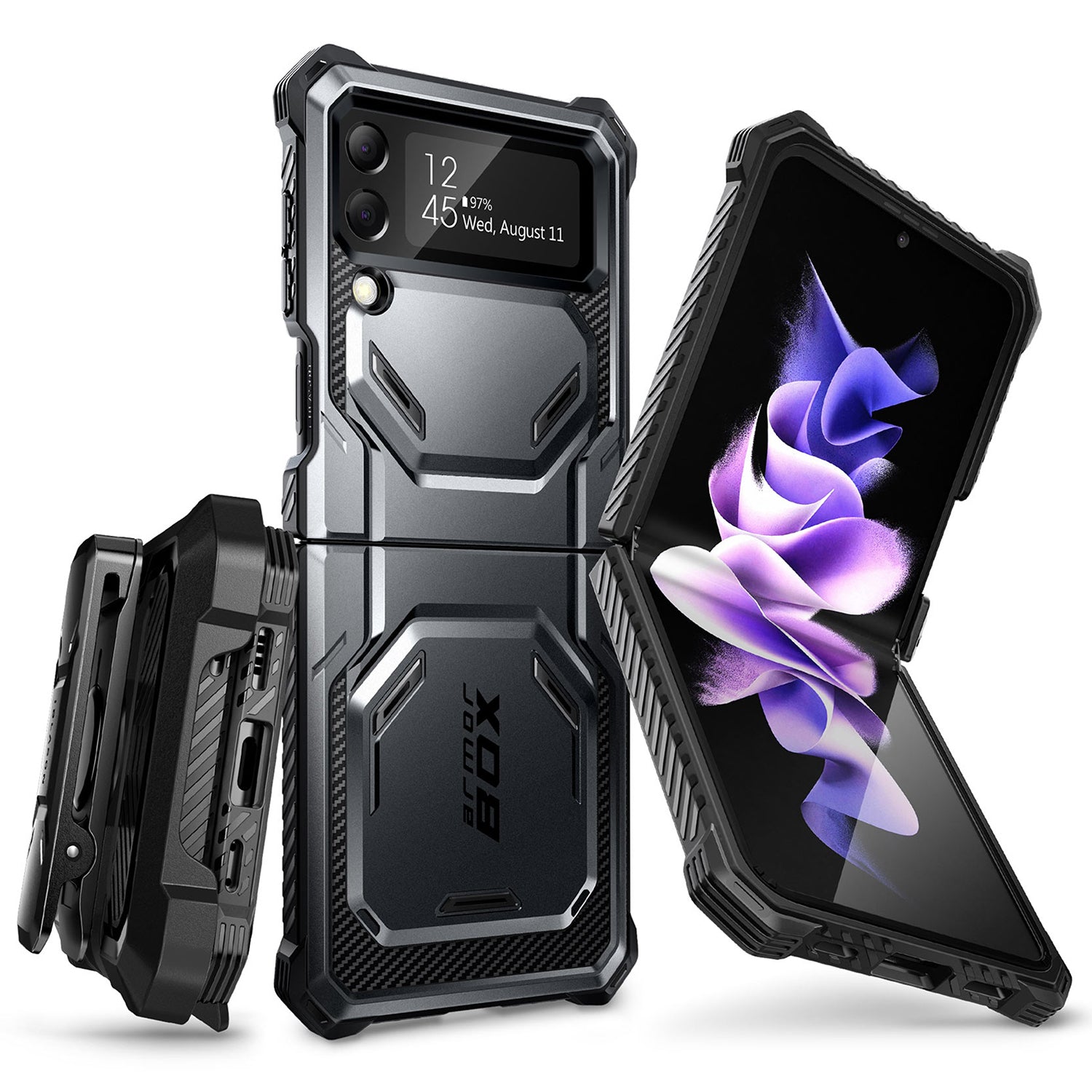 i-Blason Armorbox Series Case for Samsung Galaxy Z Flip 4 5G (2022), Without Built-in Screen Protector Full-Body Rugged Holster Case Mobile Phone Cases i-Blason Black 