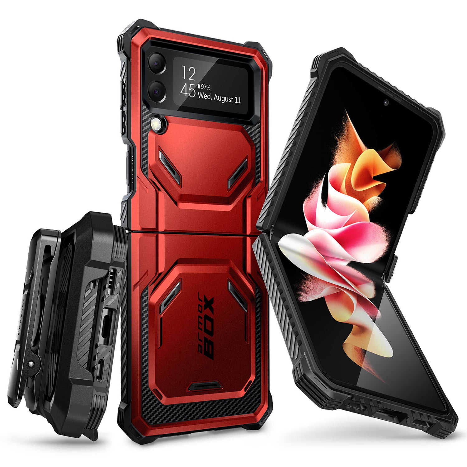 i-Blason Armorbox Series Case for Samsung Galaxy Z Flip 4 5G (2022), Without Built-in Screen Protector Full-Body Rugged Holster Case Mobile Phone Cases i-Blason Ruddy 