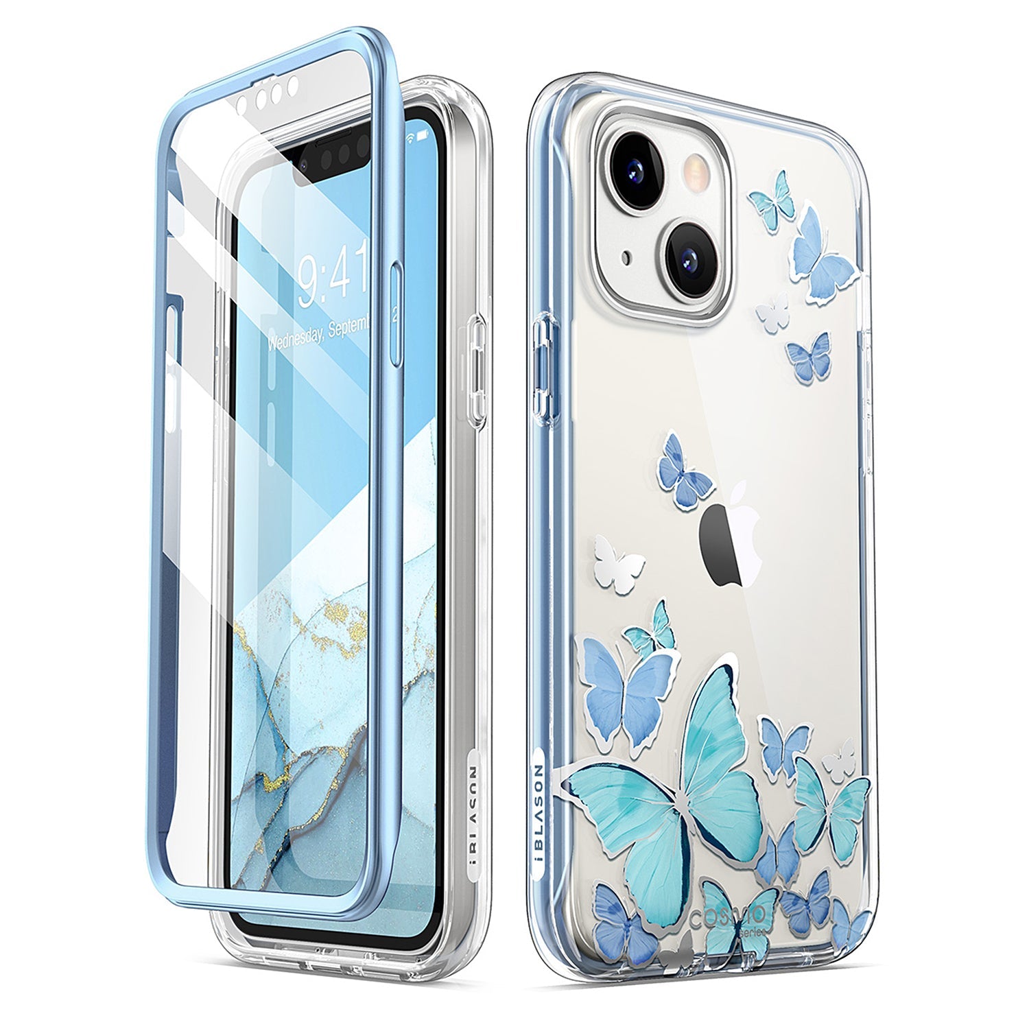 i-Blason Cosmo Case for iPhone 14 Series (With Built-in Screen Protector) Mobile Phone Cases i-Blason BlueFly iPhone 14/iPhone 13 6.1" 