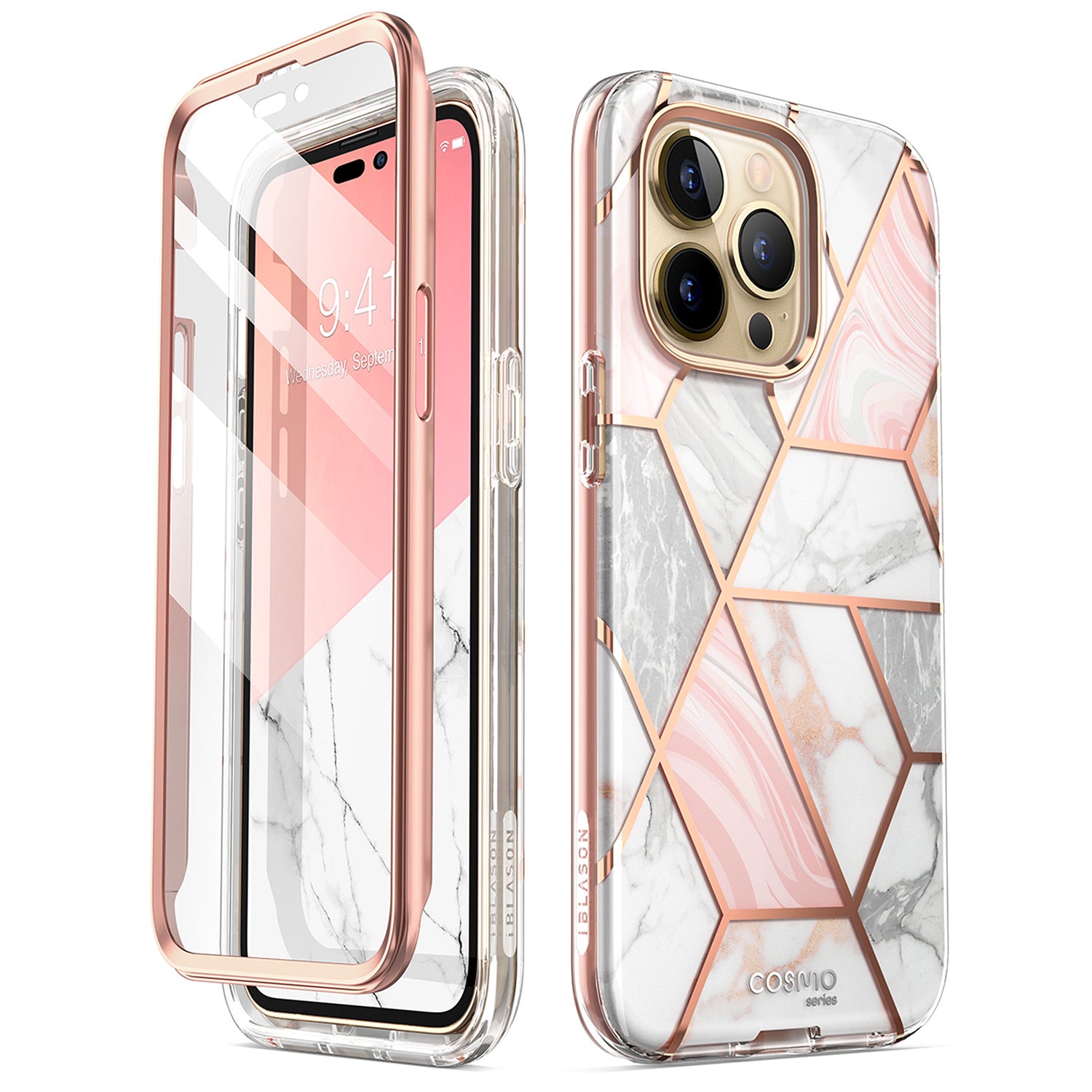i-Blason Cosmo Case for iPhone 14 Series (With Built-in Screen Protector) Mobile Phone Cases i-Blason Marble iPhone 14 Pro Max 6.7" 