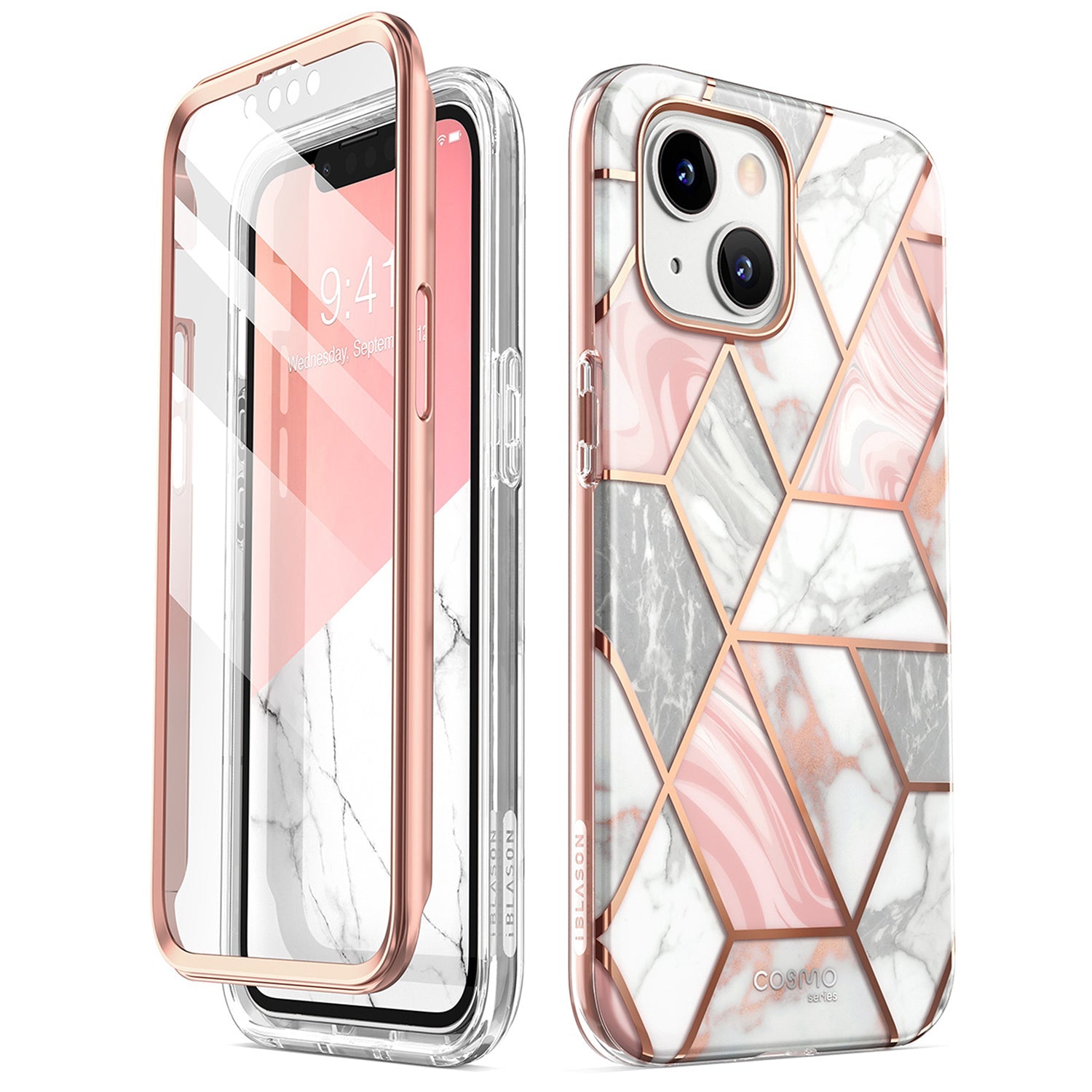 i-Blason Cosmo Case for iPhone 14 Series (With Built-in Screen Protector) Mobile Phone Cases i-Blason Marble iPhone 14/iPhone 13 6.1" 