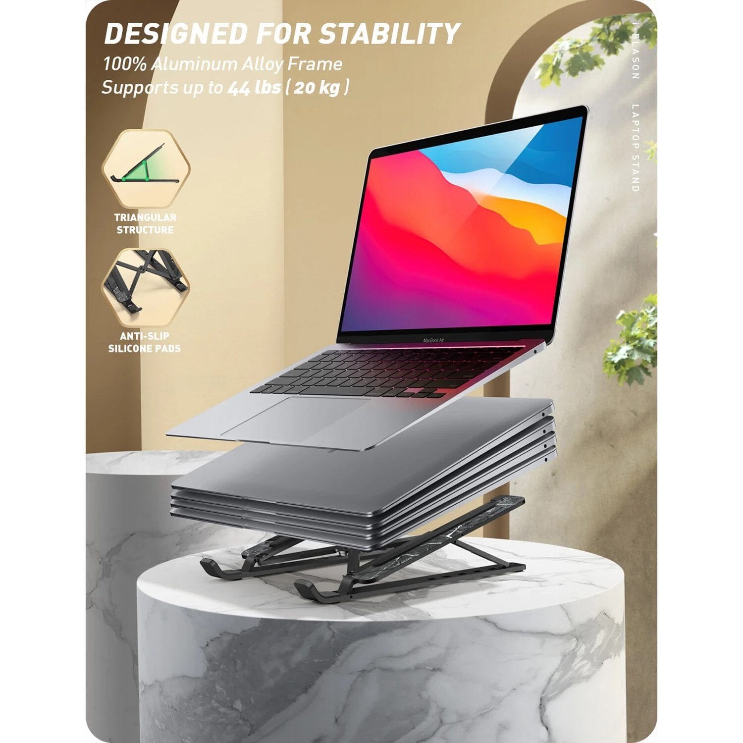 i-Blason Cosmo Series Adjustable Laptop Stand, Portable Computer Stand Aluminum Alloy Laptop Riser Holder with Multi-Angle Stand Suitable for 7-17.3" Laptops and Tablets Default i-Blason 