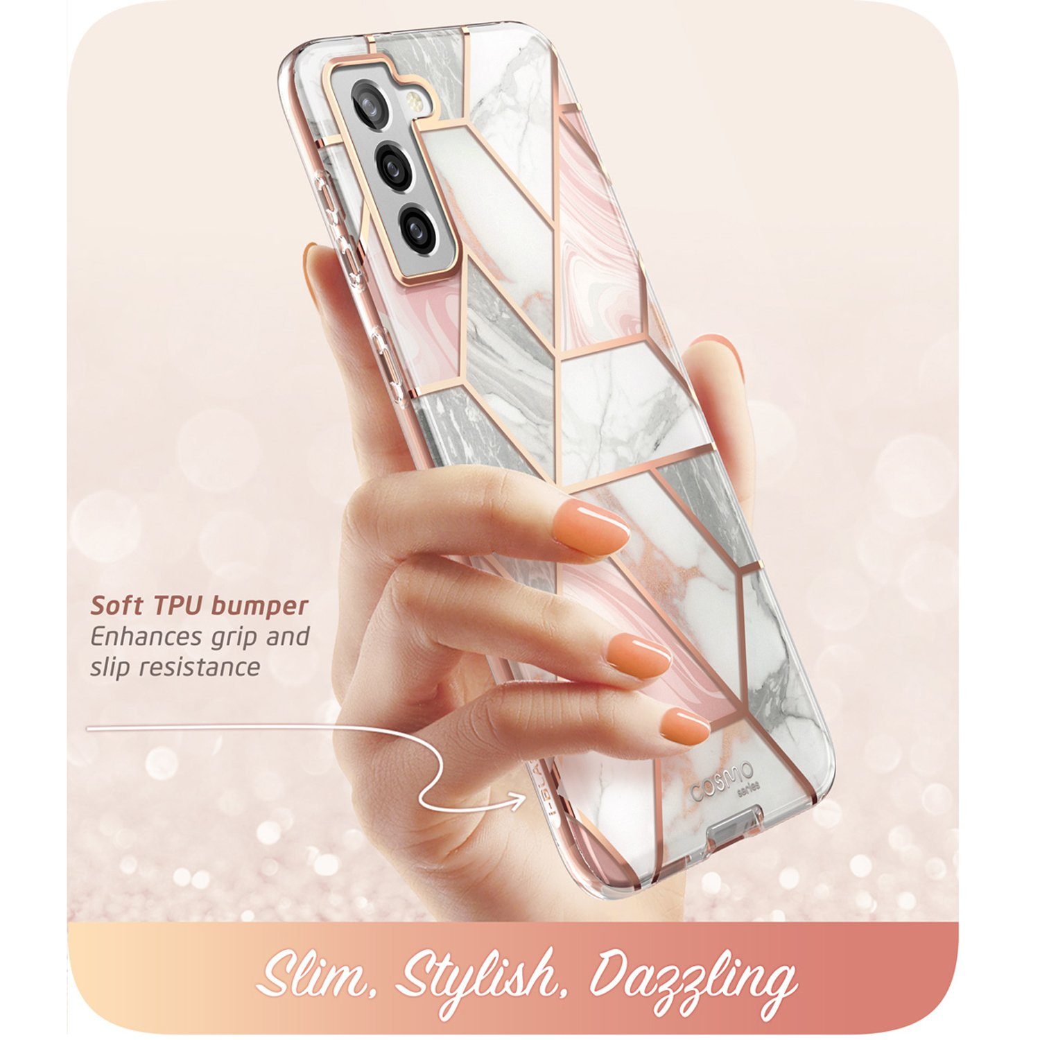 i-Blason Cosmo Series Case for Samsung Galaxy S21(Without Screen Protector), Marble S21 i-Blason 