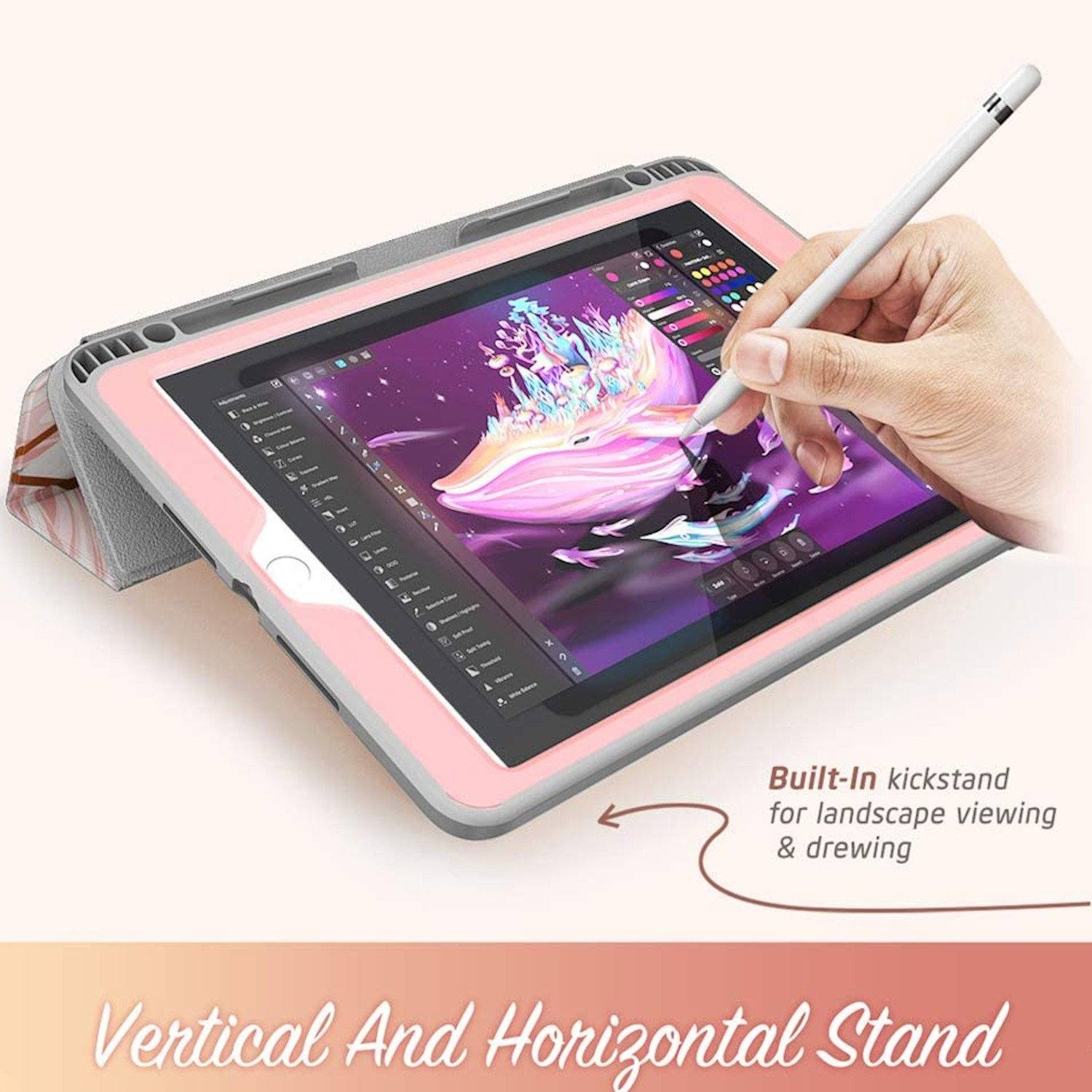 i-Blason Cosmo Series Case with Pencil Holder for iPad 10.2"(2020/2019)(With Build-in Screen Protector), Marble iPad Case i-Blason 