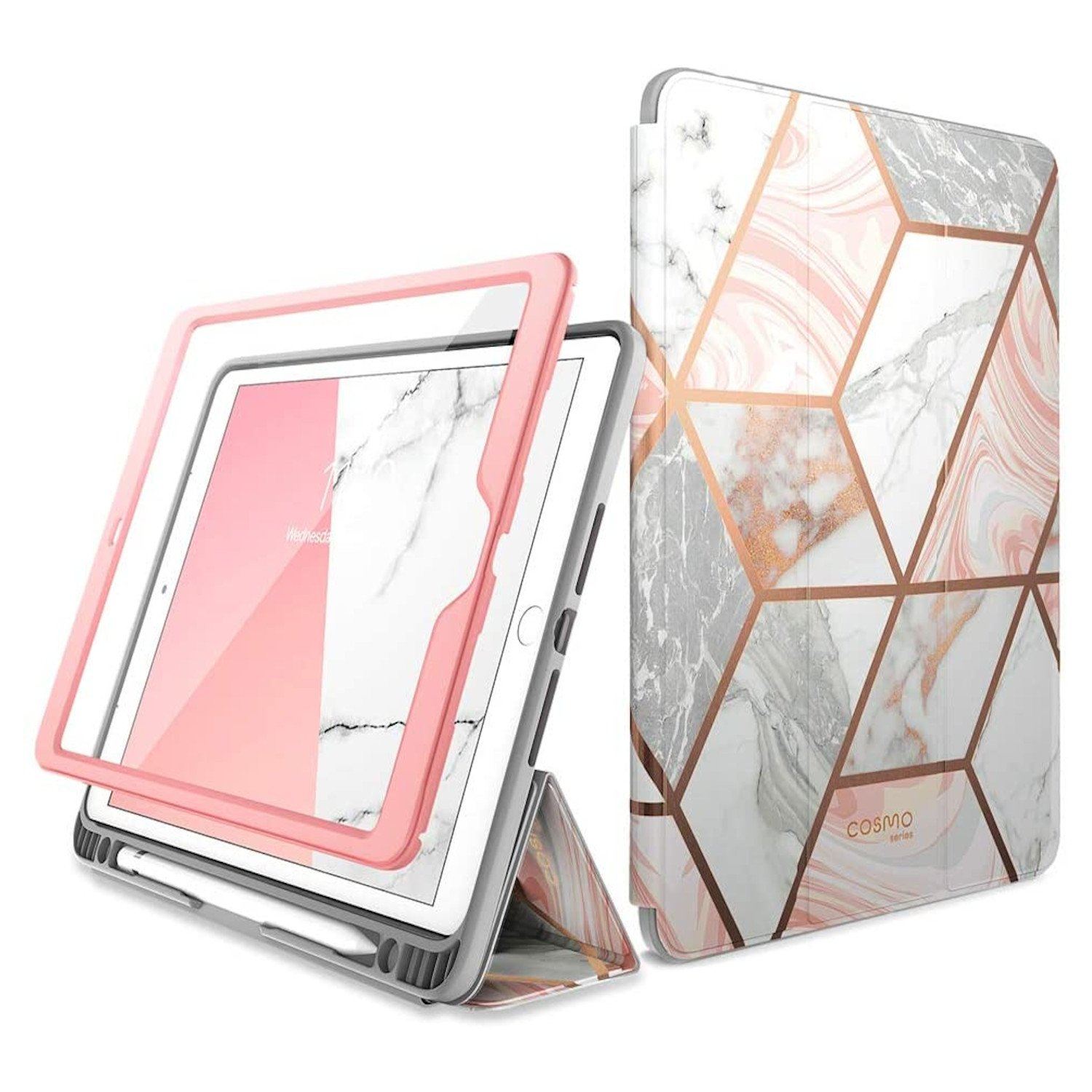 i-Blason Cosmo Series Case with Pencil Holder for iPad 10.2"(2020/2019)(With Build-in Screen Protector), Marble iPad Case i-Blason Marble 