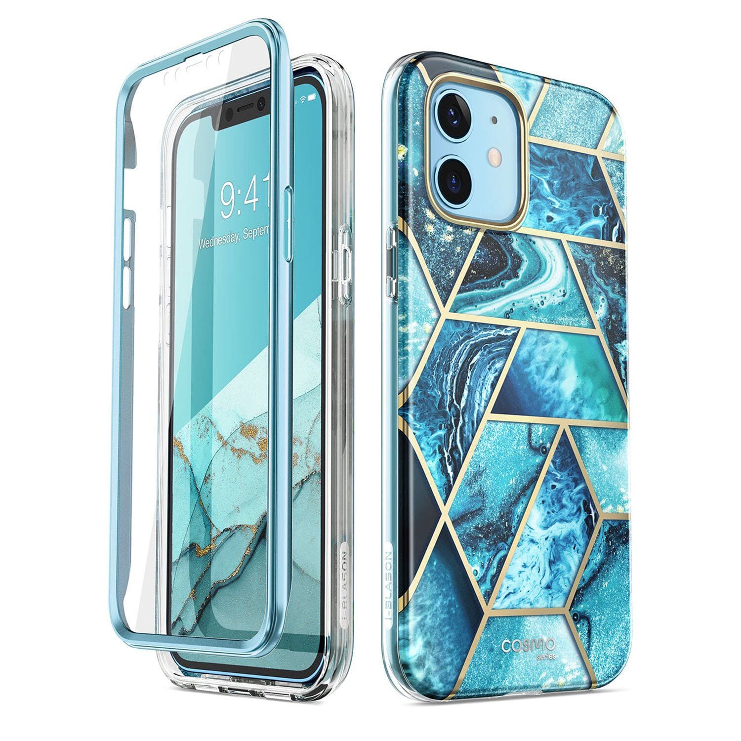 i-Blason Cosmo Series Slim Full-Body Stylish Protective Case for iPhone 12 Series (2020)(With Build-in Screen Protector) iPhone 12 Series i-Blason Ocean iPhone 12/12 Pro 6.1" 