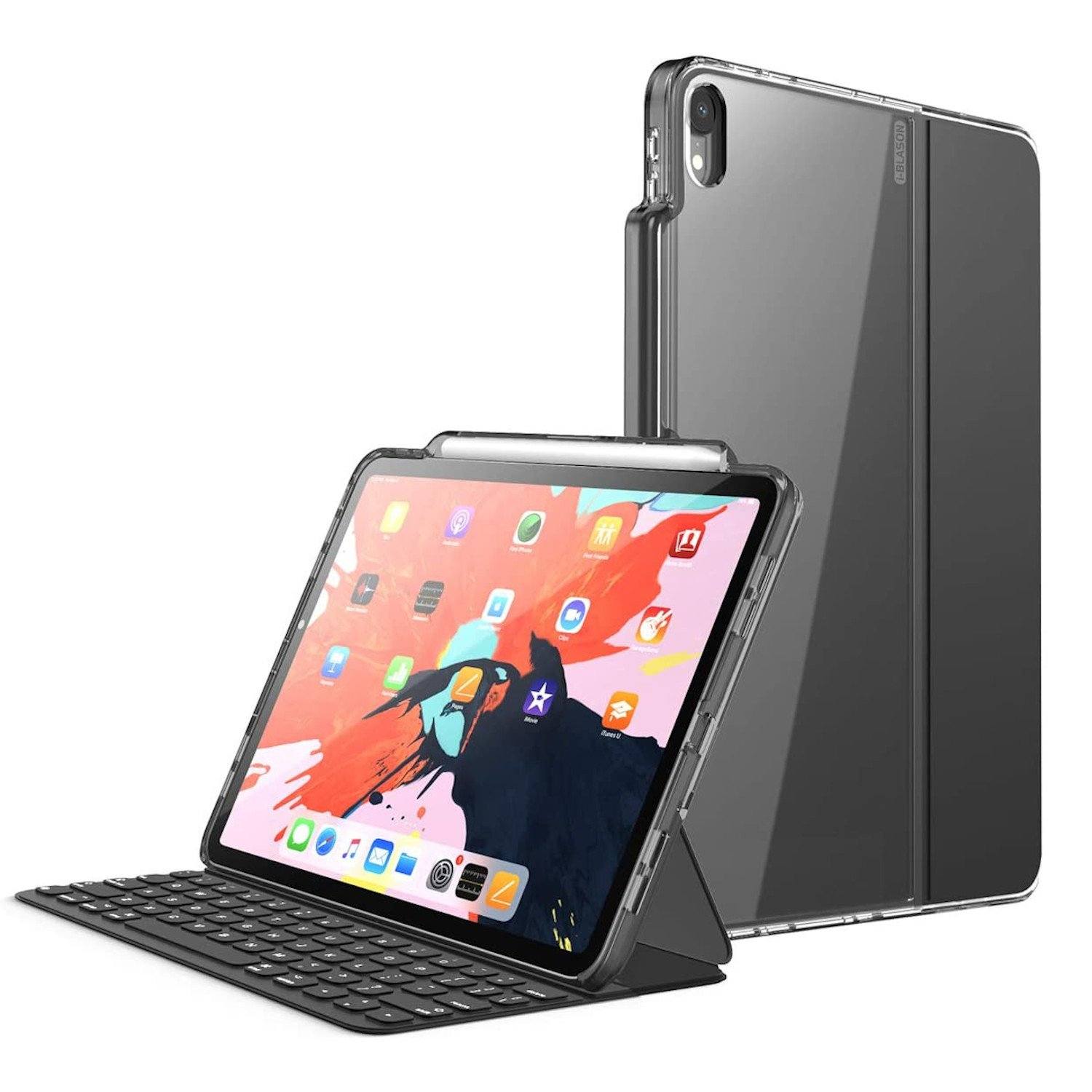 i-Blason Halo Series Clear Hybrid Keyboard Compatible Protective Case With Pencil Holder for iPad Pro 12.9"(2018), Clear iPad Case i-Blason Clear 