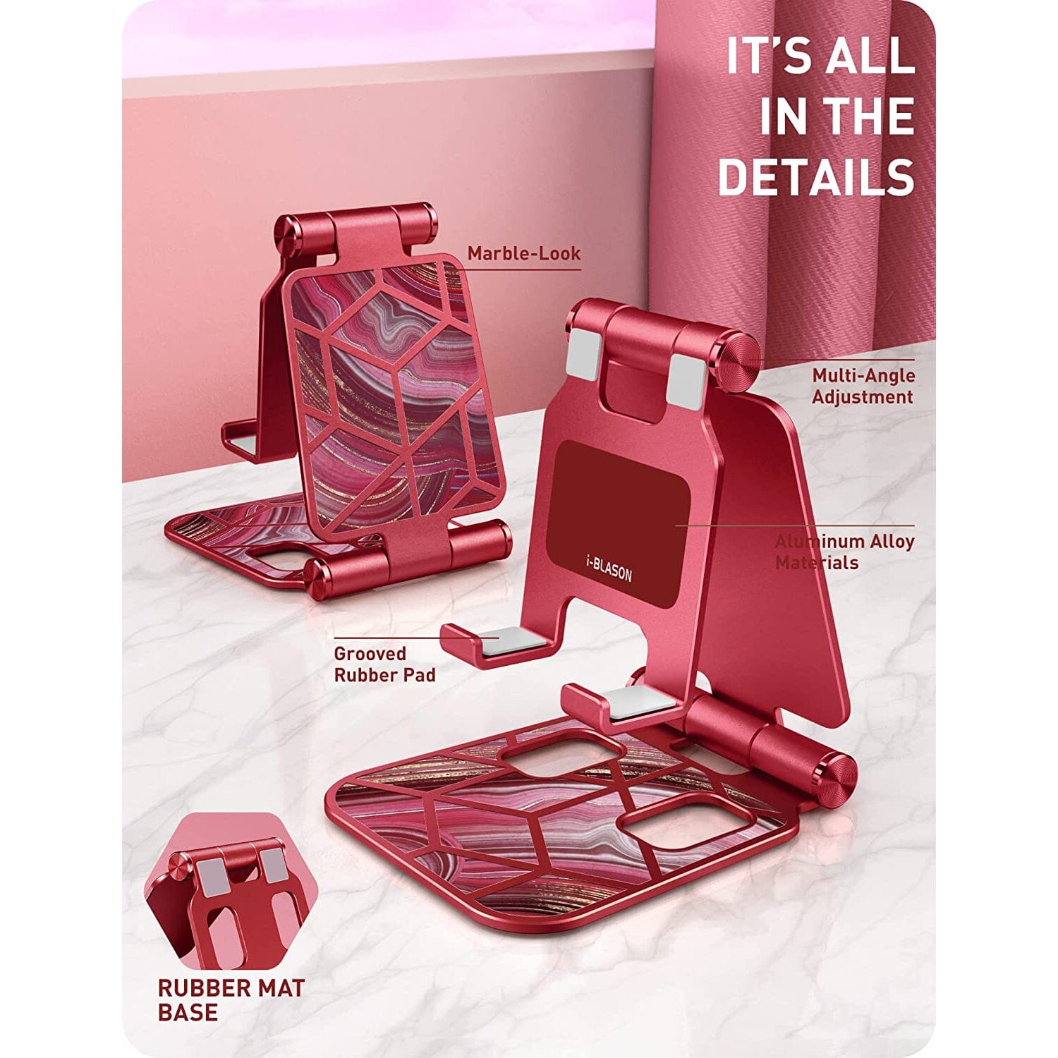 i-Blason Phone Stand, Foldable Adjustable Mount Holder Phone Dock, Aluminum Desk Phone Cradle iPhone stand i-Blason 