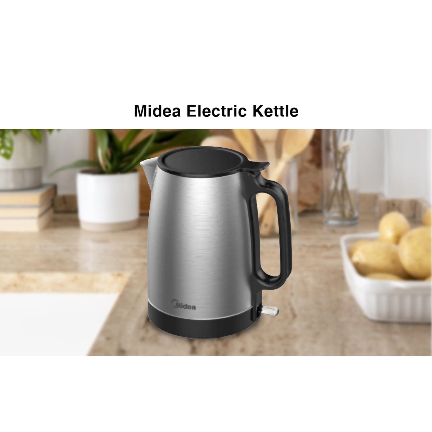 Midea 1.7L Fast Boiling Electric Kettle,Stainless Steel Grey,MK-1703M ONE2WORLD 