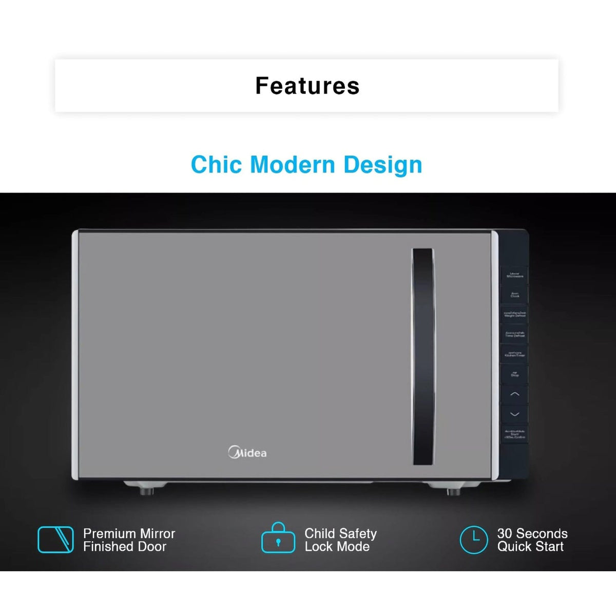 Midea 23l Digital Microwave Oven Black Am823abv