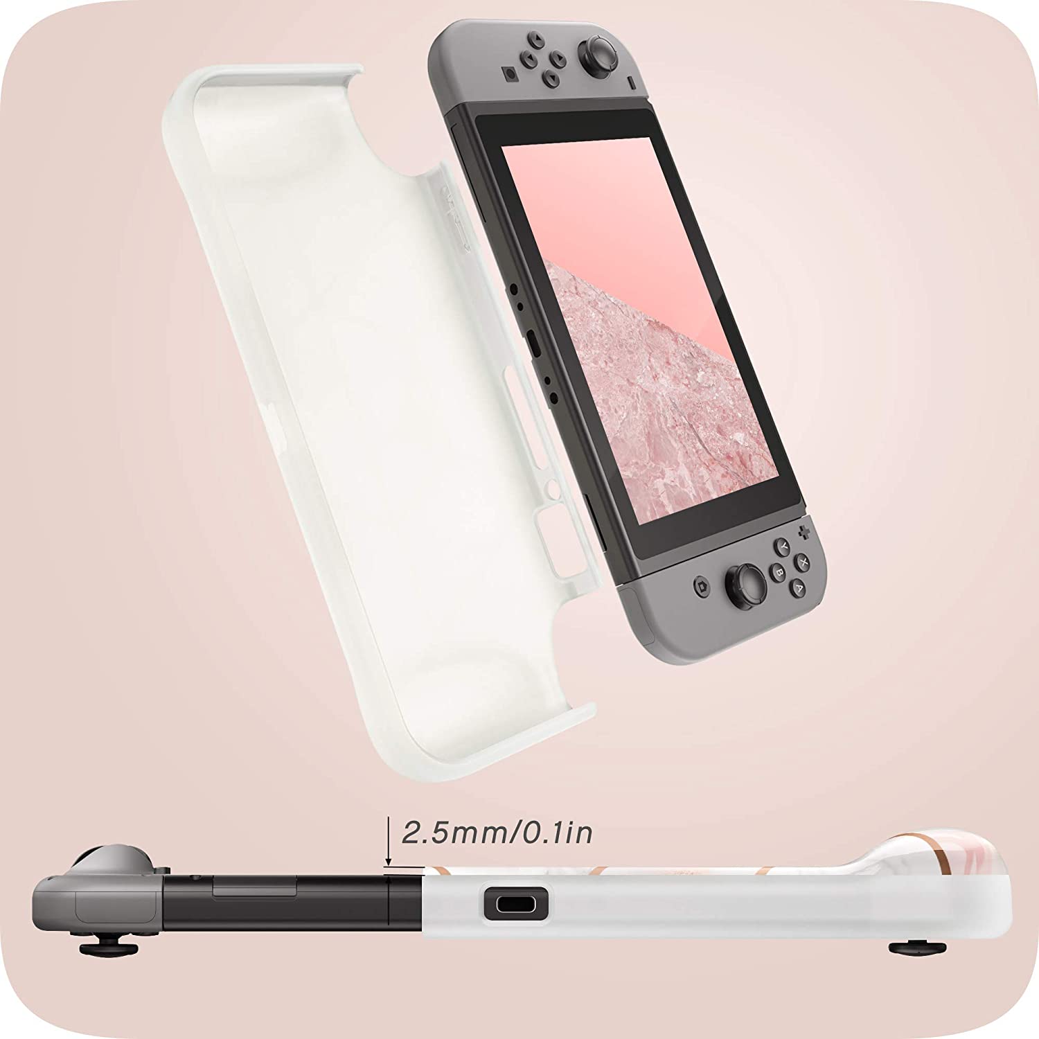 Mumba Girl Power Soft TPU Grip Case for Nintendo Switch, Marble Nintendo Switch Case Mumba 