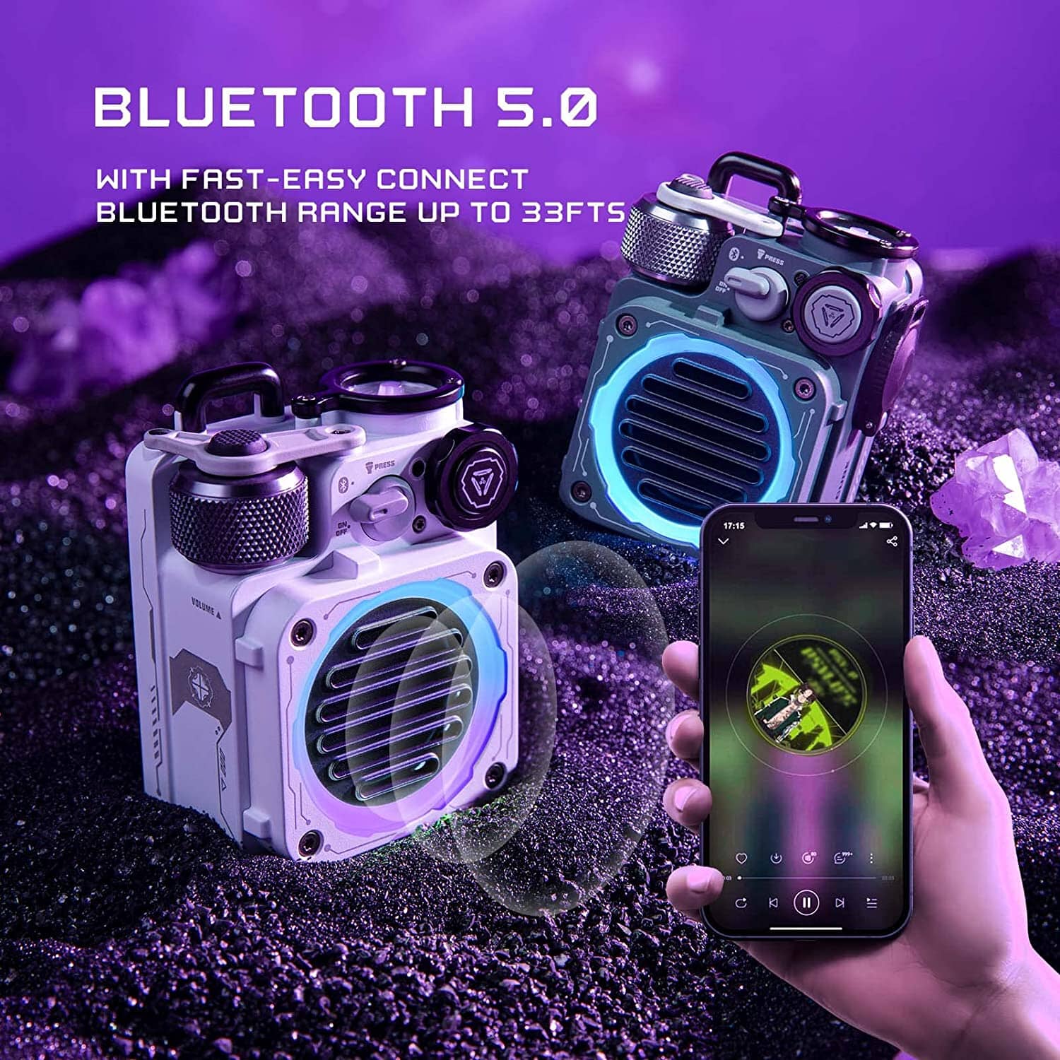 Muzen Cyber Cube Bluetooth Speaker, Bluetooth 5.0, Portable Speaker with Fidget Spinner, Crystal Clear Sound with RGB LED Light Wireless Speaker, Waterproof Speakers for Indoor Outdoor Muzen 