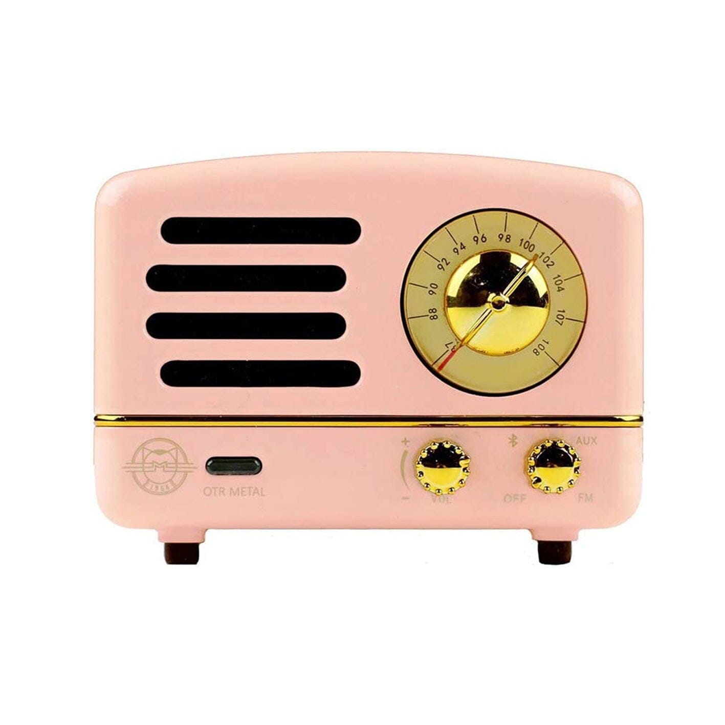 Muzen M-OTR Metal Portable Wireless FM Radio and Bluetooth Speaker Muzen Flamingo Pink 