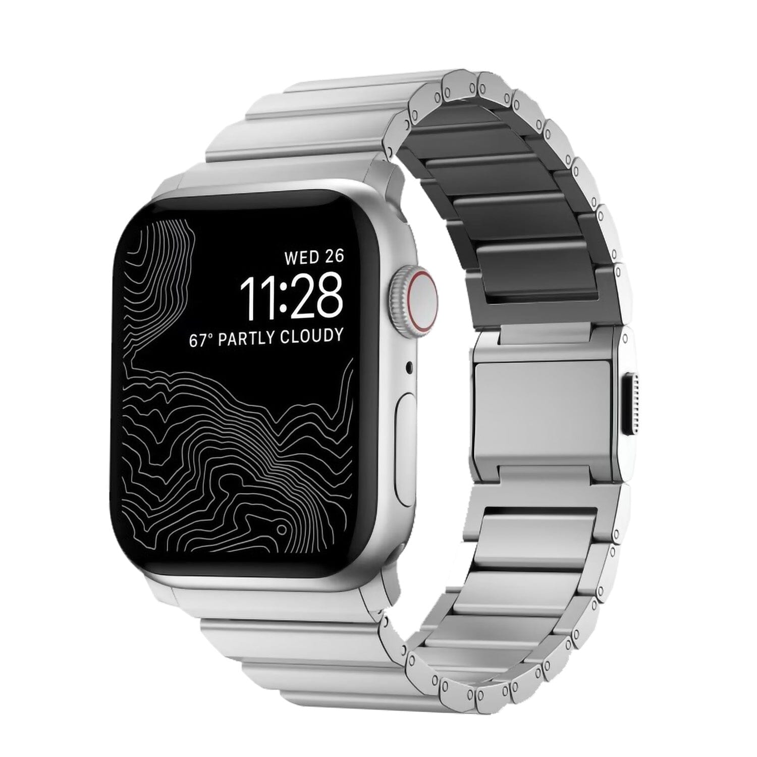 NOMAD Aluminum Band Metal Strap for Apple Watch 49mm/45mm/44mm/42mm ONE2WORLD Silver 