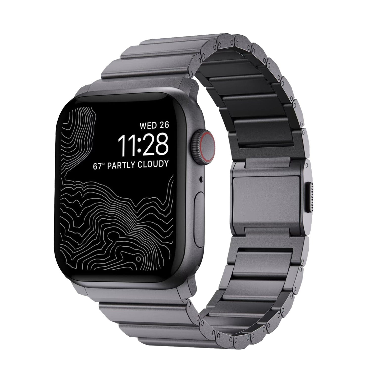 NOMAD Aluminum Band Metal Strap for Apple Watch 49mm/45mm/44mm/42mm ONE2WORLD Space Gray 