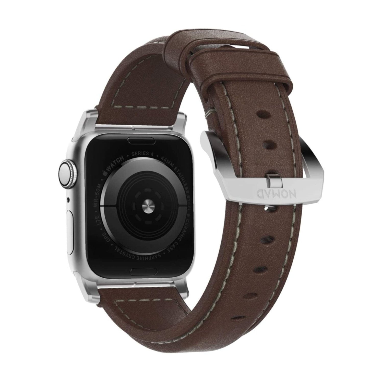 NOMAD Classic Strap Rustic Brown Horween Leather for Apple Watch 44mm/42mm, Silver Hardware Apple Watch Strap NOMAD 