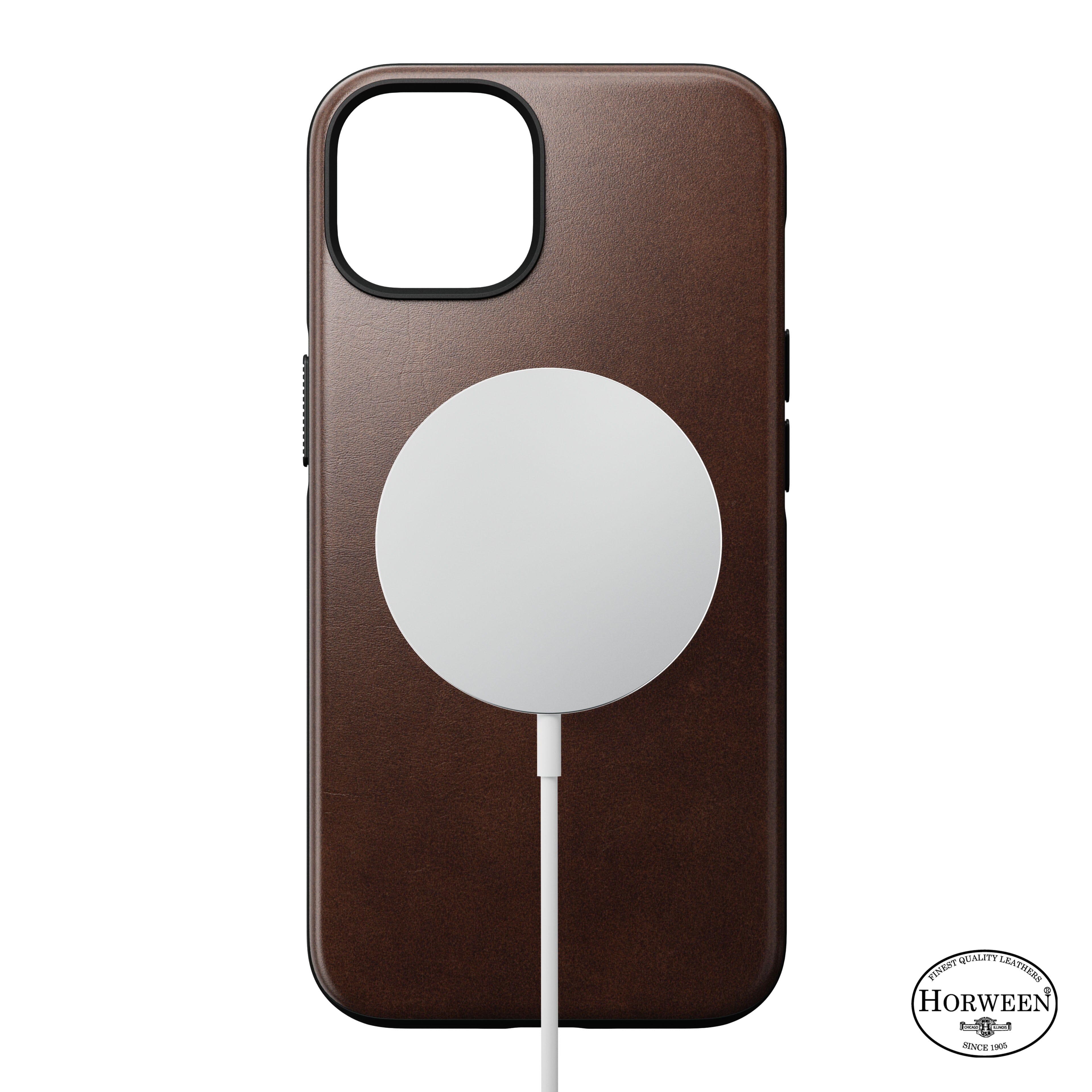 NOMAD Modern Horween Leather Case with MagSafe Compatible for iPhone 14 Series iPhone 14 Series NOMAD Brown iPhone 14 6.1" 