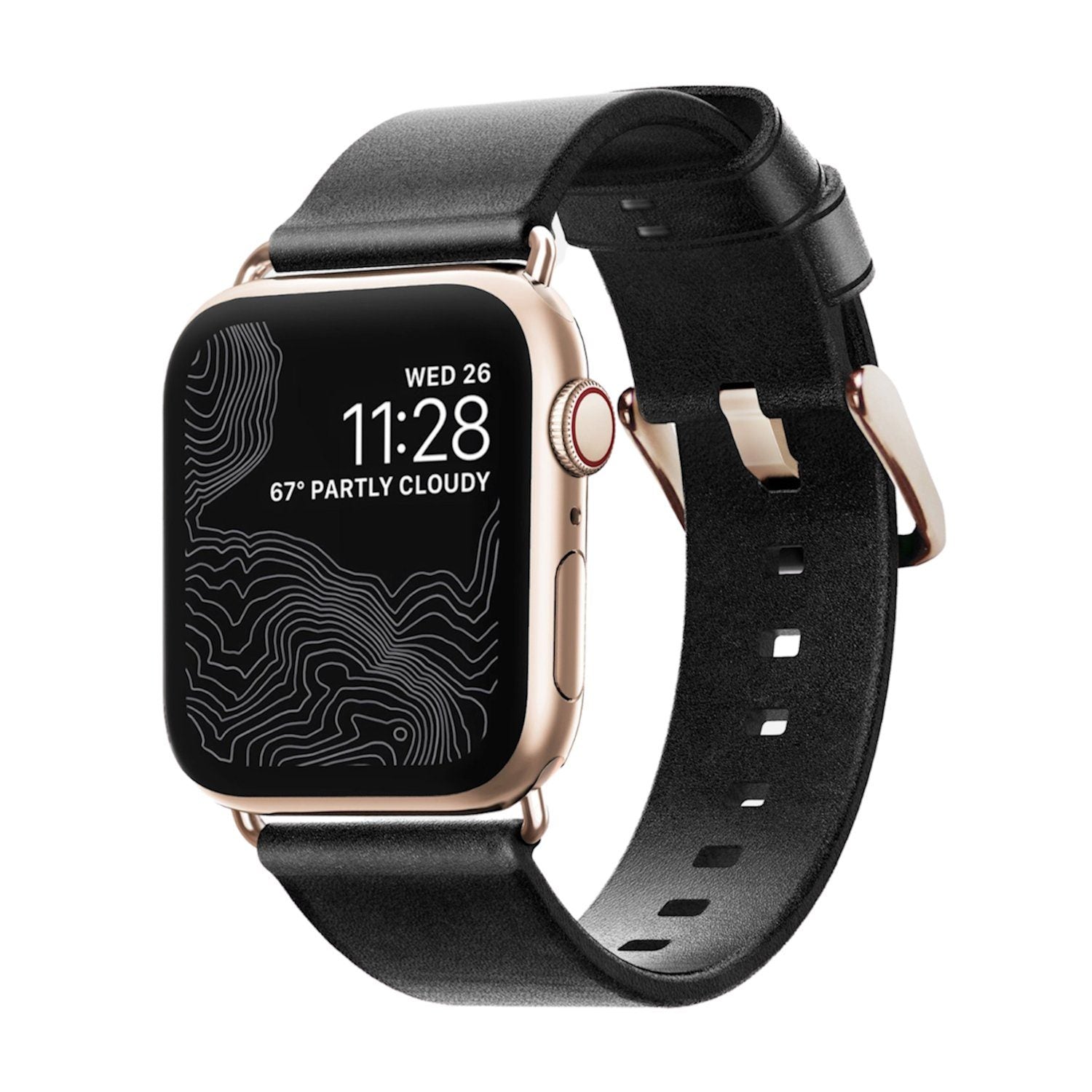 NOMAD Modern Strap Black Horween Leather for Apple Watch 40mm/38mm, Gold Hardware Apple Watch Strap NOMAD 