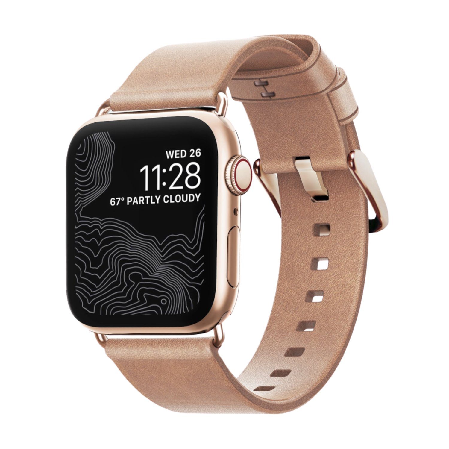 NOMAD Modern Strap Natural Horween Leather for Apple Watch 40mm/38mm, Gold Hardware Apple Watch Strap NOMAD 