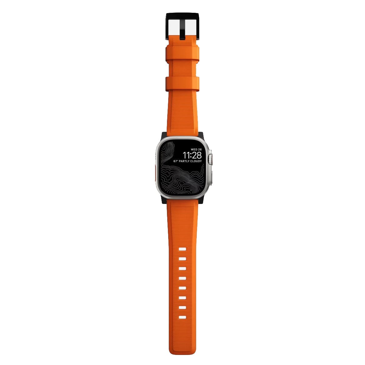 NOMAD Rugged Band Ultra Orange for Apple Watch 49mm 45mm 44mm 42mm Silver Hardware