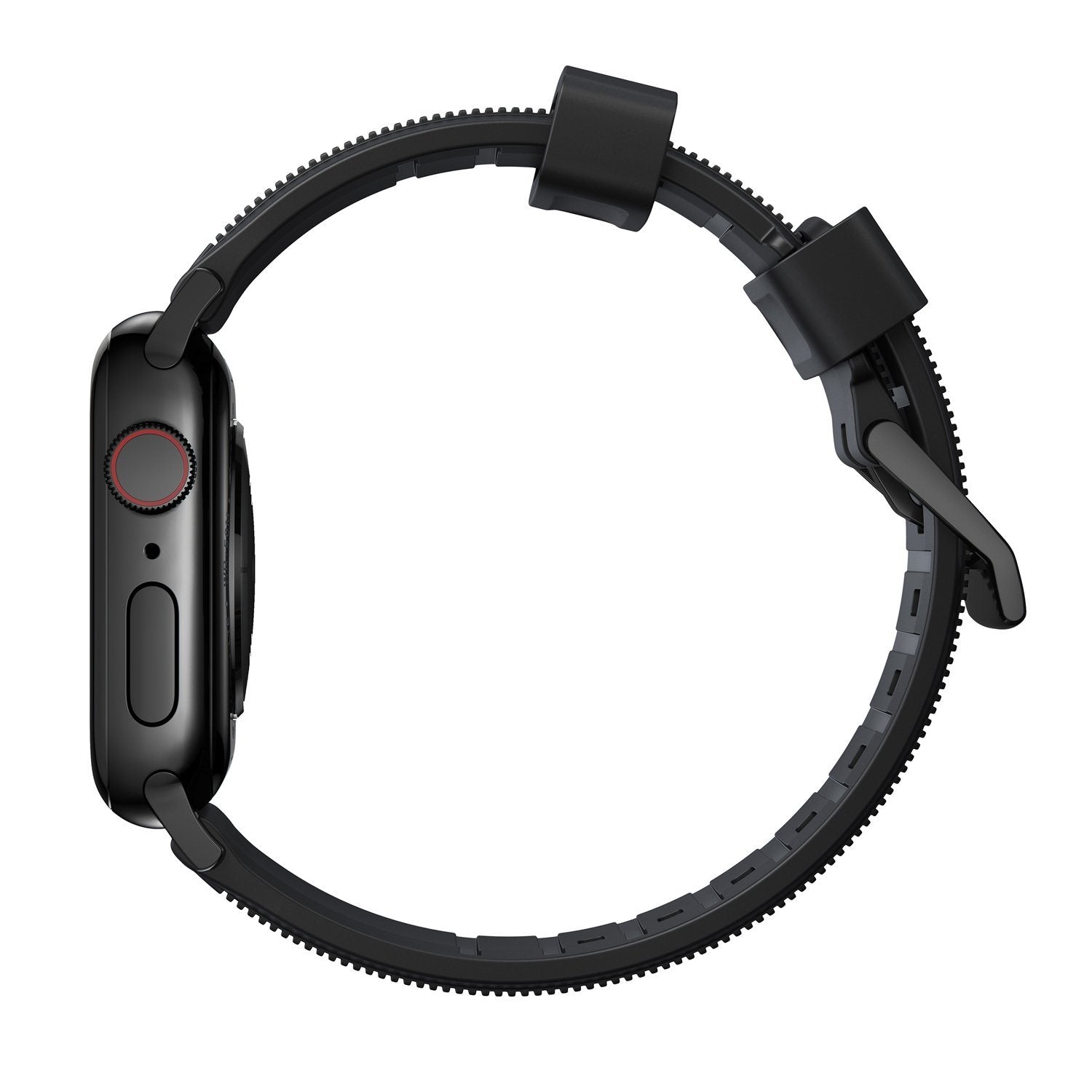 NOMAD Rugged Band Black for Apple Watch 41mm 40mm 38mm Black Silver Hardware