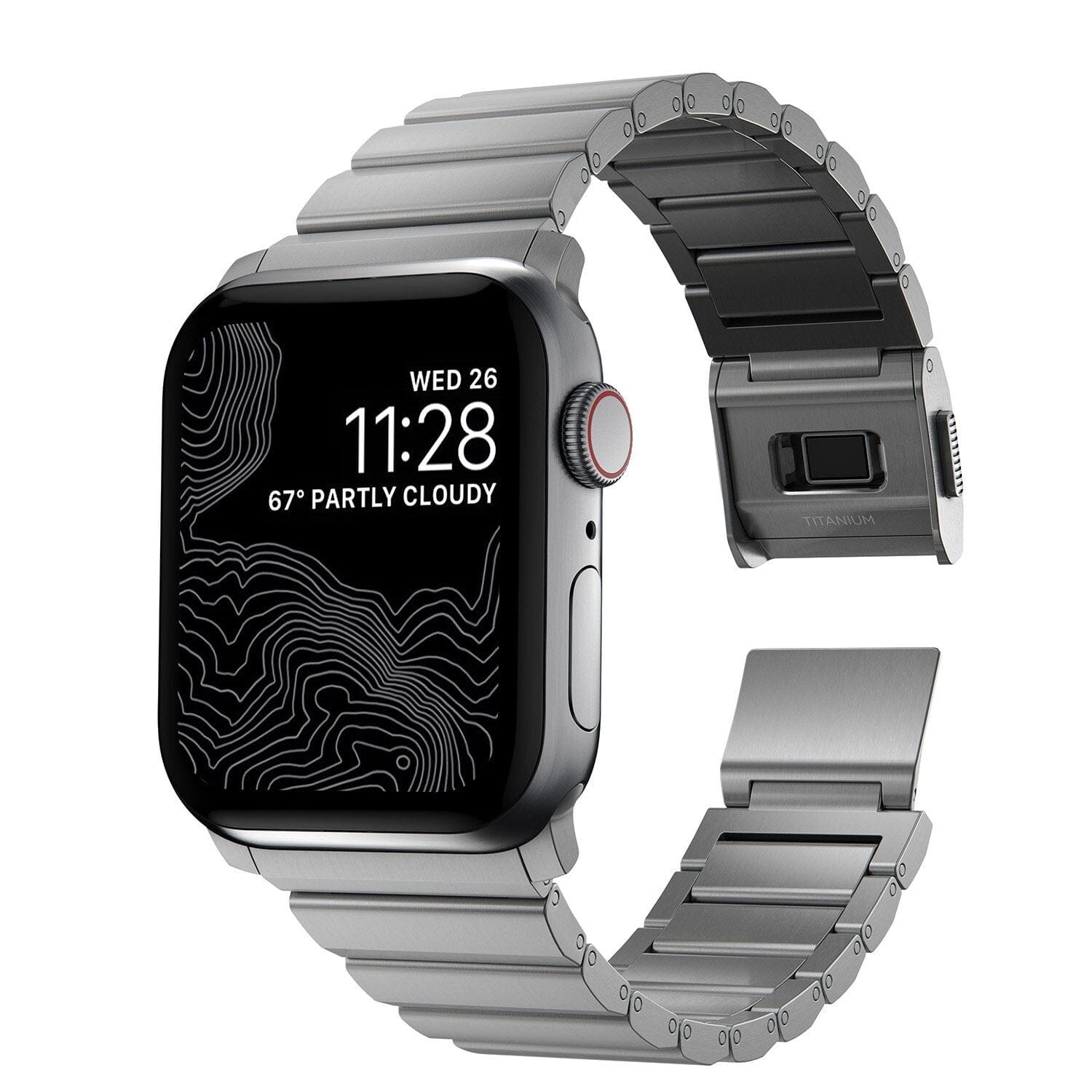 NOMAD Titanium Band Metal Strap V2 for Apple Watch 49mm/45mm/44mm/42mm Watch Bands NOMAD Silver Hardware 