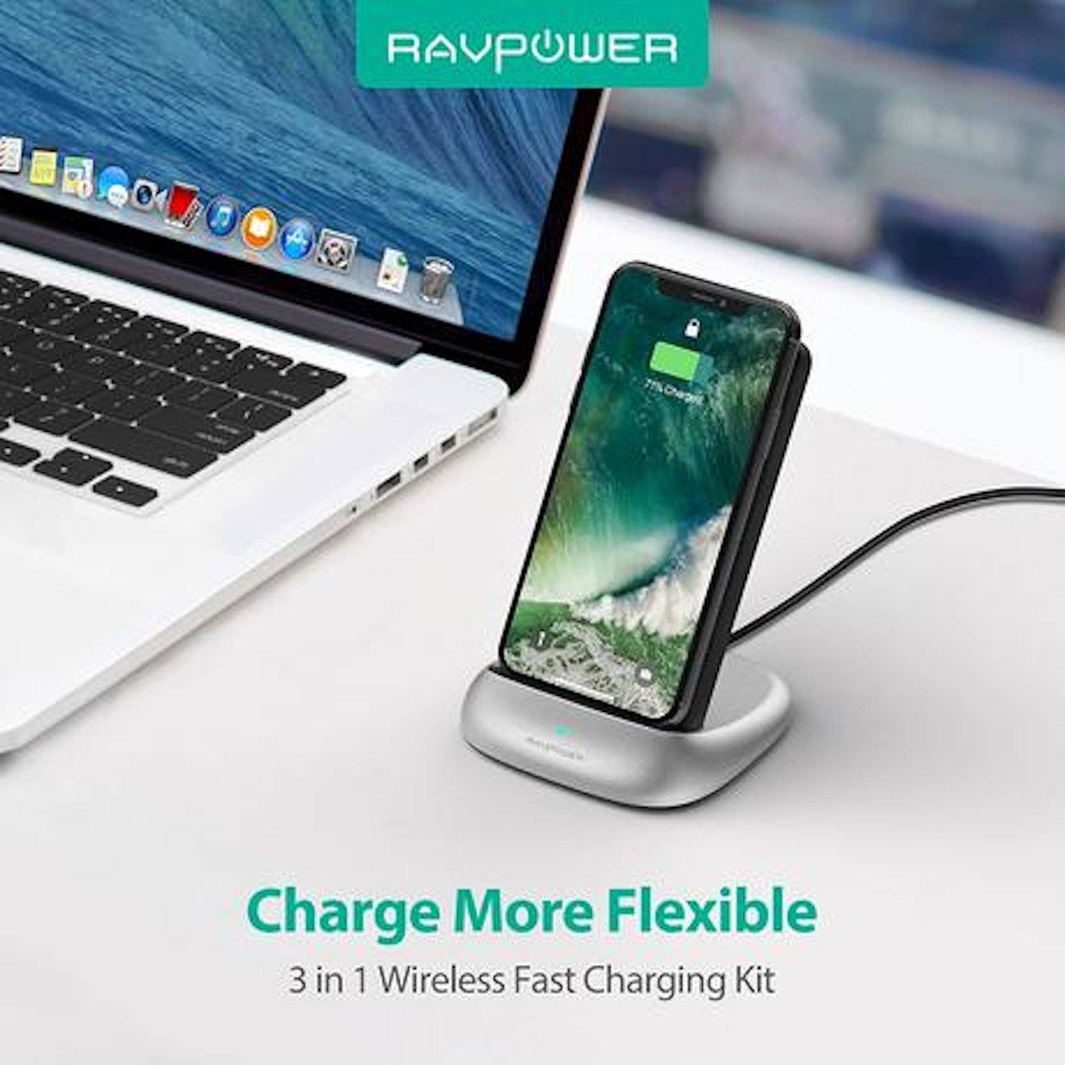 RAVPower 3-in-1 Wireless Charing Kit(10W Wireless Charging Stand/5000mAh Power Bank)(RP-PB106) Power Bank RAVPower 