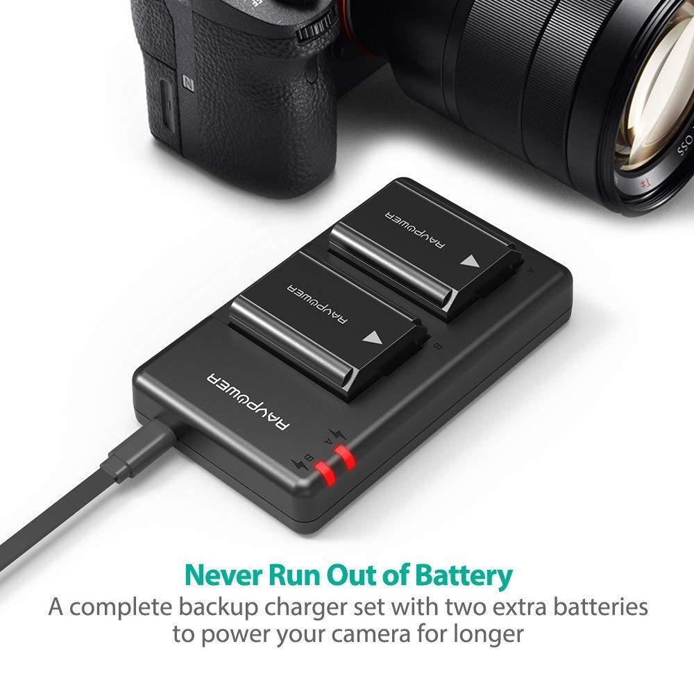 RAVPower Camera Battery Sony FW50(1100mAh)*2 + Charger Set(RP-PB056) Camera Battery RAVPower 