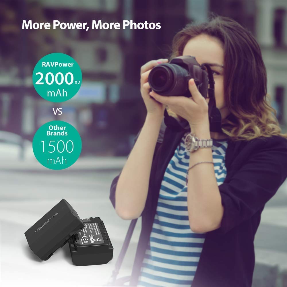 RAVPower Camera Battery Sony NP-FZ100(2000mAh)*2 + Charger Set(RP-BC018) Camera Battery RAVPower 