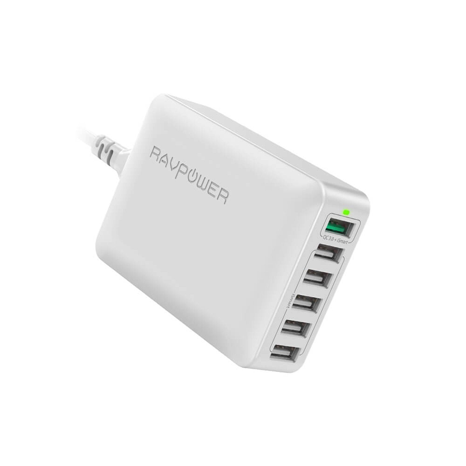 RAVPower Desktop Charger 60W QC3.0 6-Port(UK/SG Plug), White(RP-PC029) Wall Charger RAVPower 