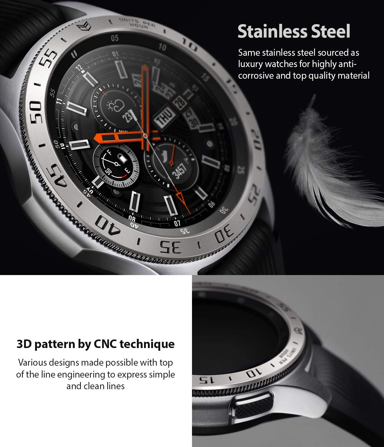 Ringke BEZEL STYLING for Galaxy Watch 46mm/Gear S3, Stainless Steel(GW-46-01) Galaxy Watch Ringke 