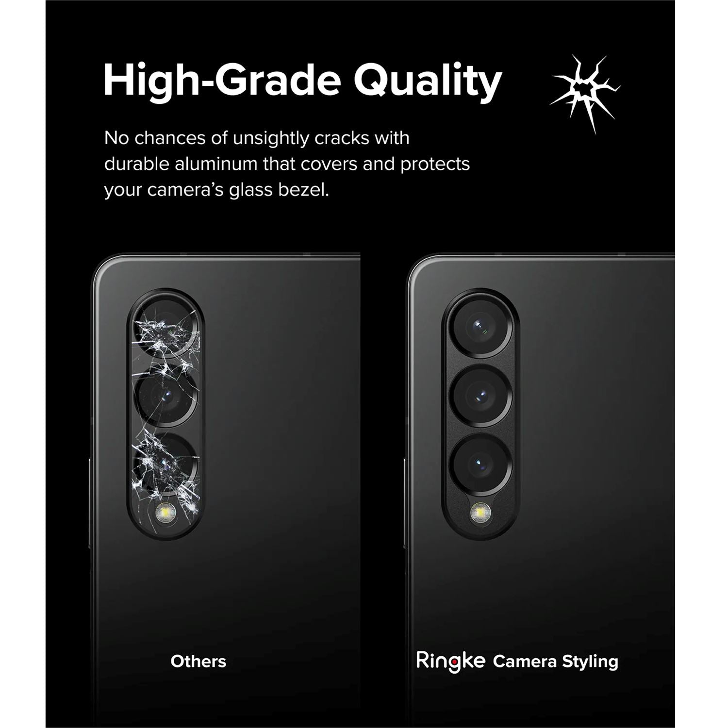 Ringke Camera Styling Lens Protector for Samsung Galaxy Z Fold 4, Aluminium Frame Tough Protective Cover Sticker ONE2WORLD 