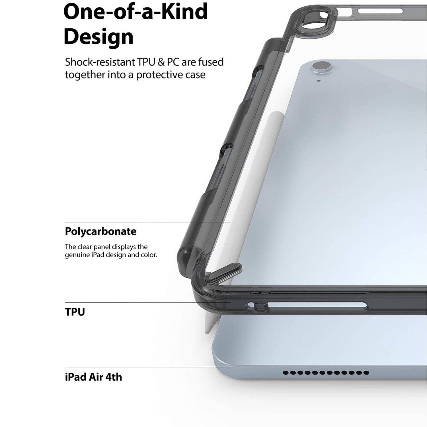 Ringke Fusion Case for iPad Air 10.9"(2022/2020), Clear/Smoke