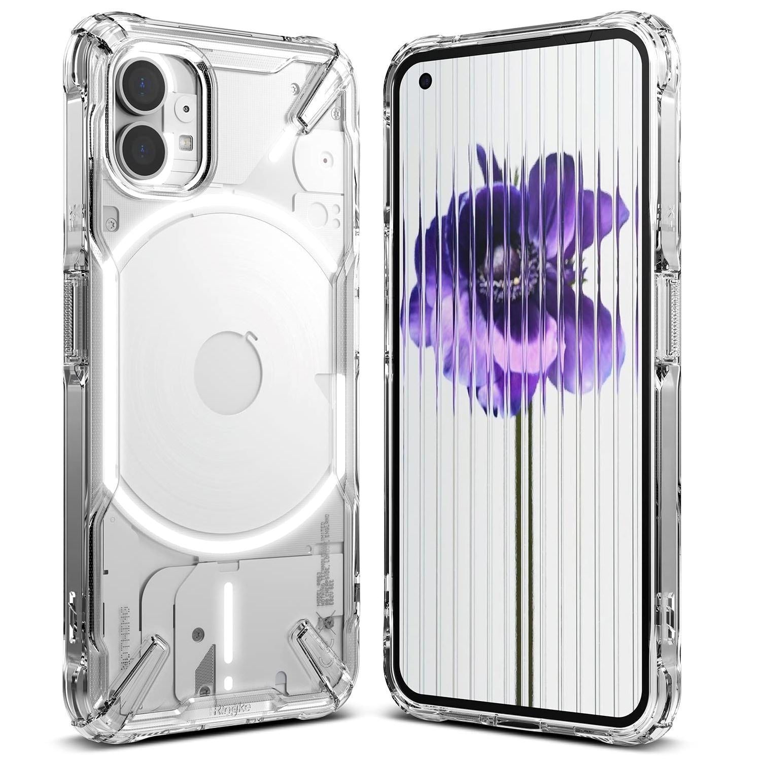 Ringke Fusion-X Case for Nothing Phone 1, Transparent Hard Back Soft Flexible TPU Bumper Scratch Resistant Shockproof Protection Back Cover ONE2WORLD Clear 