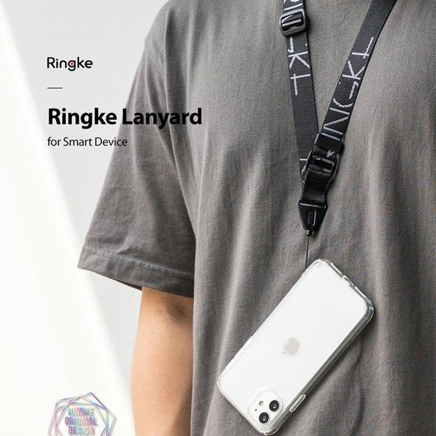 Ringke Lanyard Strap Lettering, Black Lanyard Design Strap Ringke 
