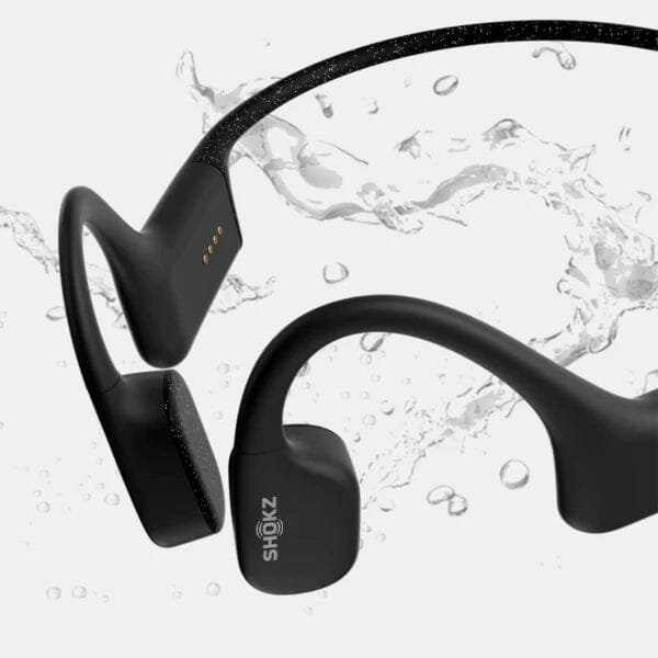 SHOKZ OpenSwim Swimming MP3 - Bone Conduction MP3 Waterproof Headphones for Swimming - Open-Ear Wireless Headphones, No Bluetooth, with Nose Clip and Earplug (Black) ONE2WORLD 