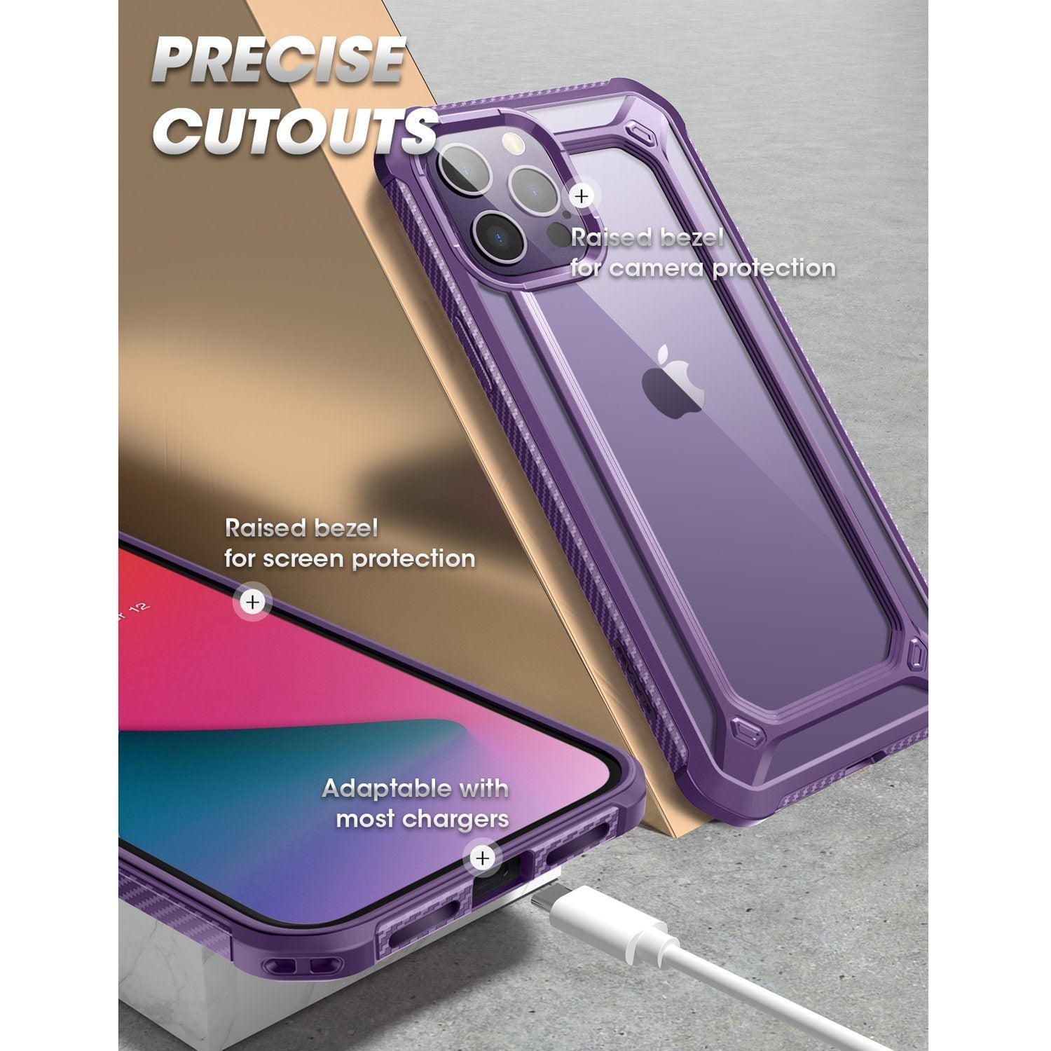 Supcase UB Exo Premium Hybrid Protective Clear Bumper Case for iPhone 12 Pro Max 6.7"(2020), Purple Default Supcase 
