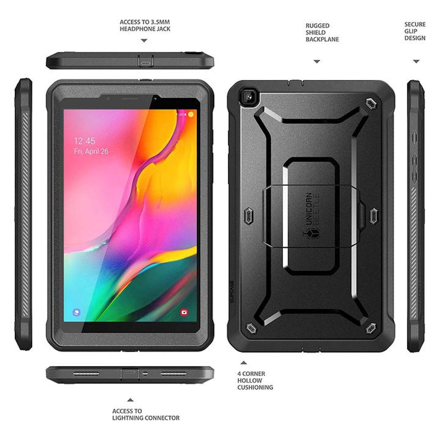 Supcase UB Pro Series Full-Body Rugged Case with Kickstand for Samsung Galaxy Tab A 8.0(2019), Black(SM-T295/SM-T290) Samsung Galaxy Tab Case Supcase 