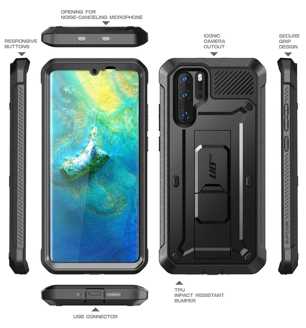 Supcase UB Pro Series Full-Body Rugged Holster Case for Huawei P30 Pro(With Build-in Screen Protector), Black Huawei Case Supcase 