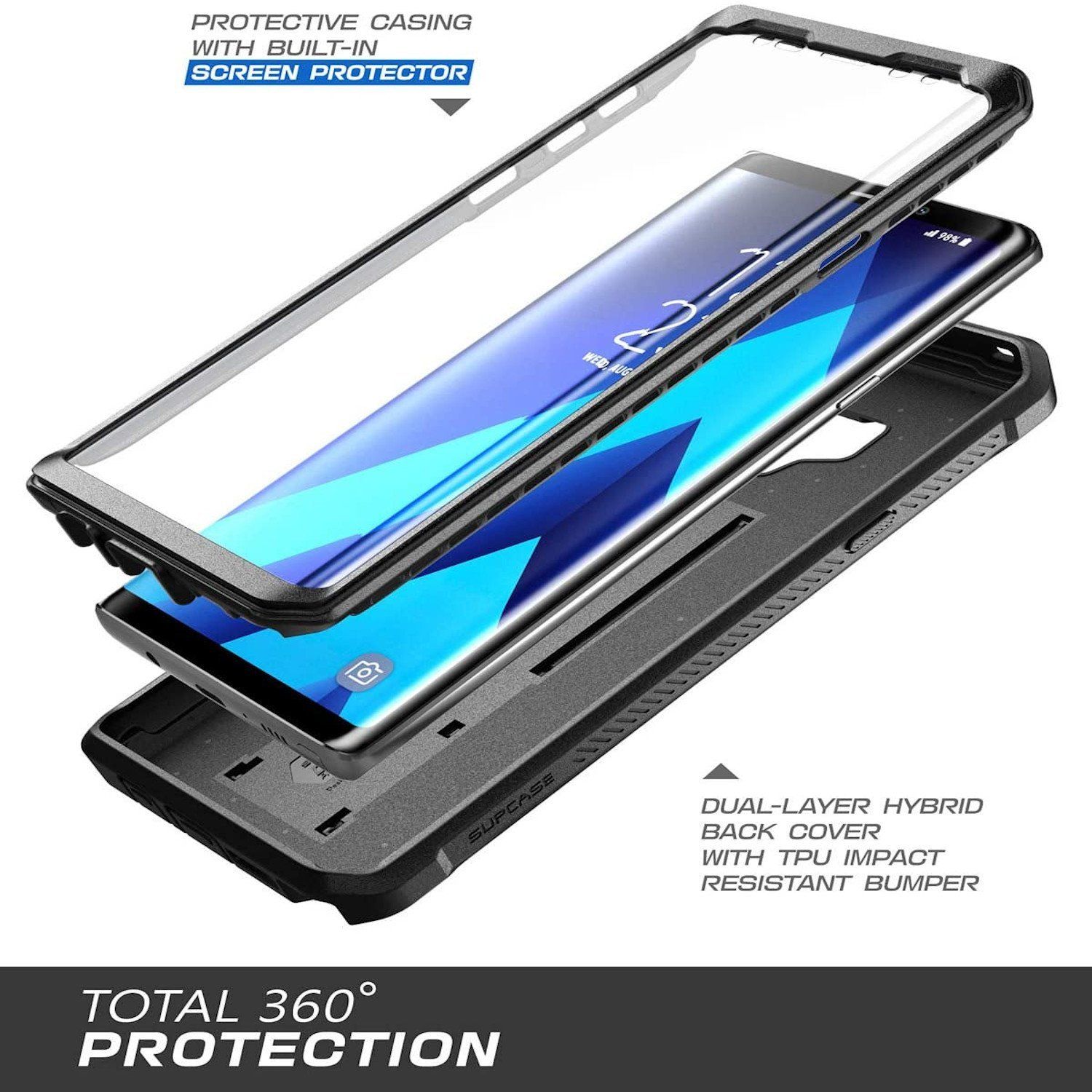 Supcase UB Pro Series Full-Body Rugged Holster Case for Samsung Galaxy Note 9(With Build-in Screen Protector), Black Samsung Case Supcase 