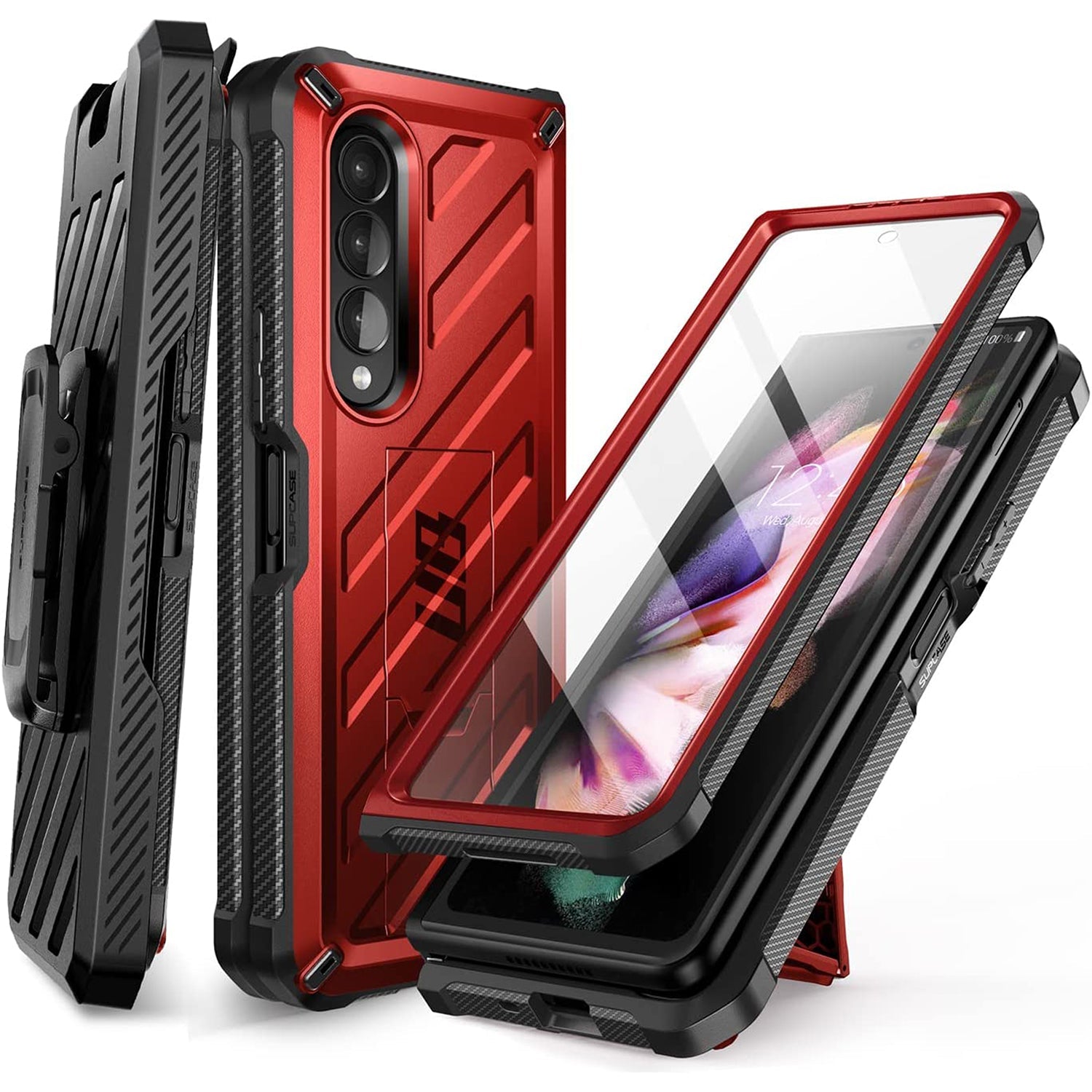 Supcase Unicorn Beetle Case for Galaxy Z Fold 3 5G (2021), Rugged Belt Clip Shockproof Protective Case with Built-in Screen Protector & Kickstand Mobile Phone Cases Supcase Ruddy 