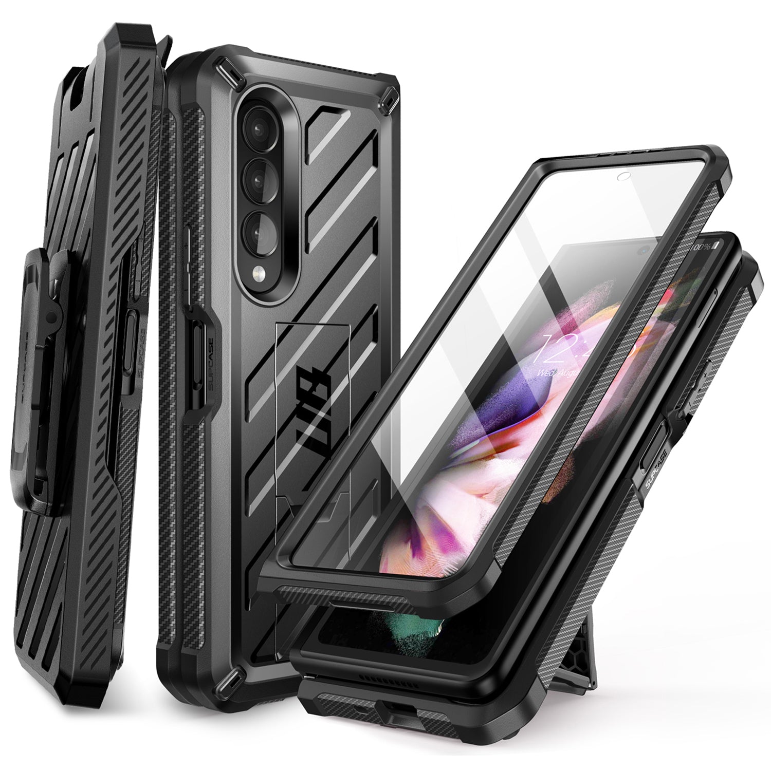 Supcase Unicorn Beetle Case for Galaxy Z Fold 4 5G (2022), Rugged Belt Clip Shockproof Protective Case with Built-in Screen Protector & Kickstand Mobile Phone Cases Supcase Black 