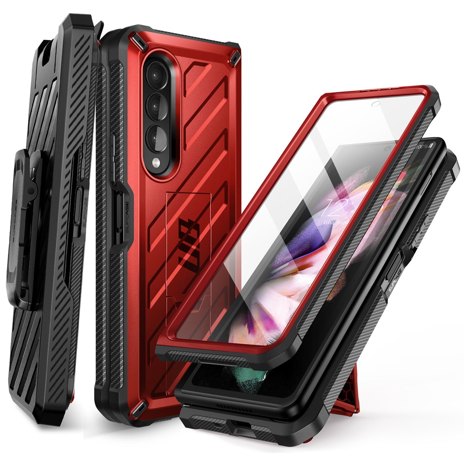 Supcase Unicorn Beetle Case for Galaxy Z Fold 4 5G (2022), Rugged Belt Clip Shockproof Protective Case with Built-in Screen Protector & Kickstand Mobile Phone Cases Supcase Ruddy 