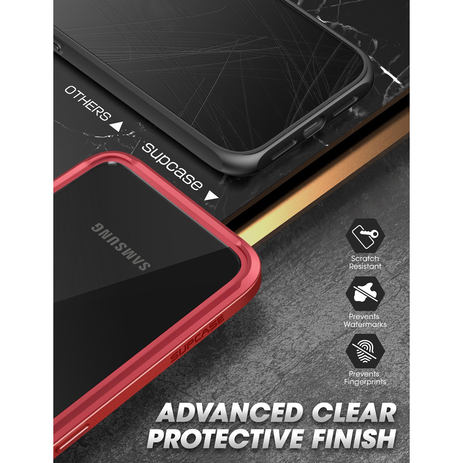 Supcase Unicorn Beetle Edge Series Slim Frame Case with TPU Inner Bumper & Transparent Back for Samsung Galaxy S22 Series 5G(With Build-in Screen Protector)