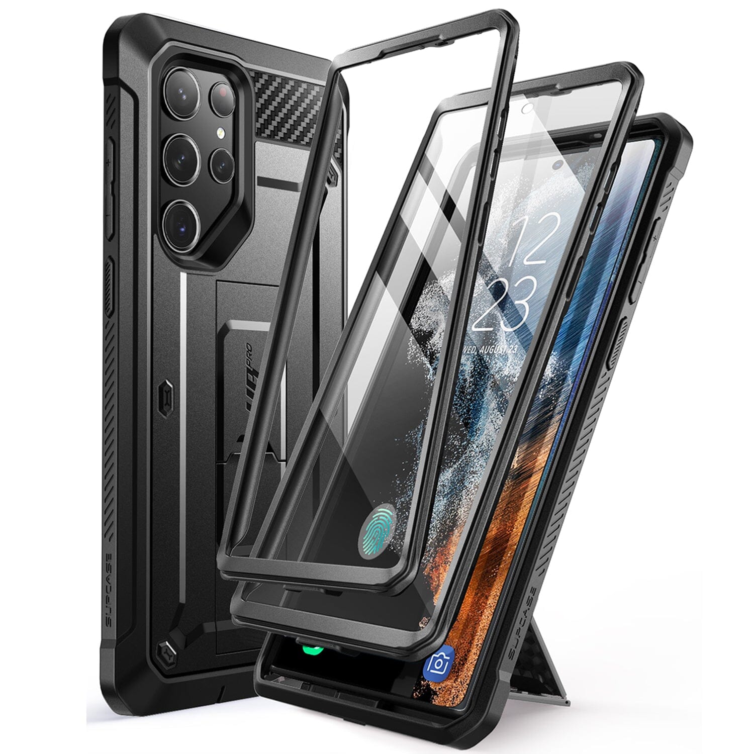 SUPCASE Unicorn Beetle Pro Case for Samsung Galaxy S23 Ultra 5G (2023 Release), [Extra Front Frame] Full-Body Dual Layer Rugged Belt-Clip & Kickstand Case with Built-in Screen Protector ONE2WORLD 