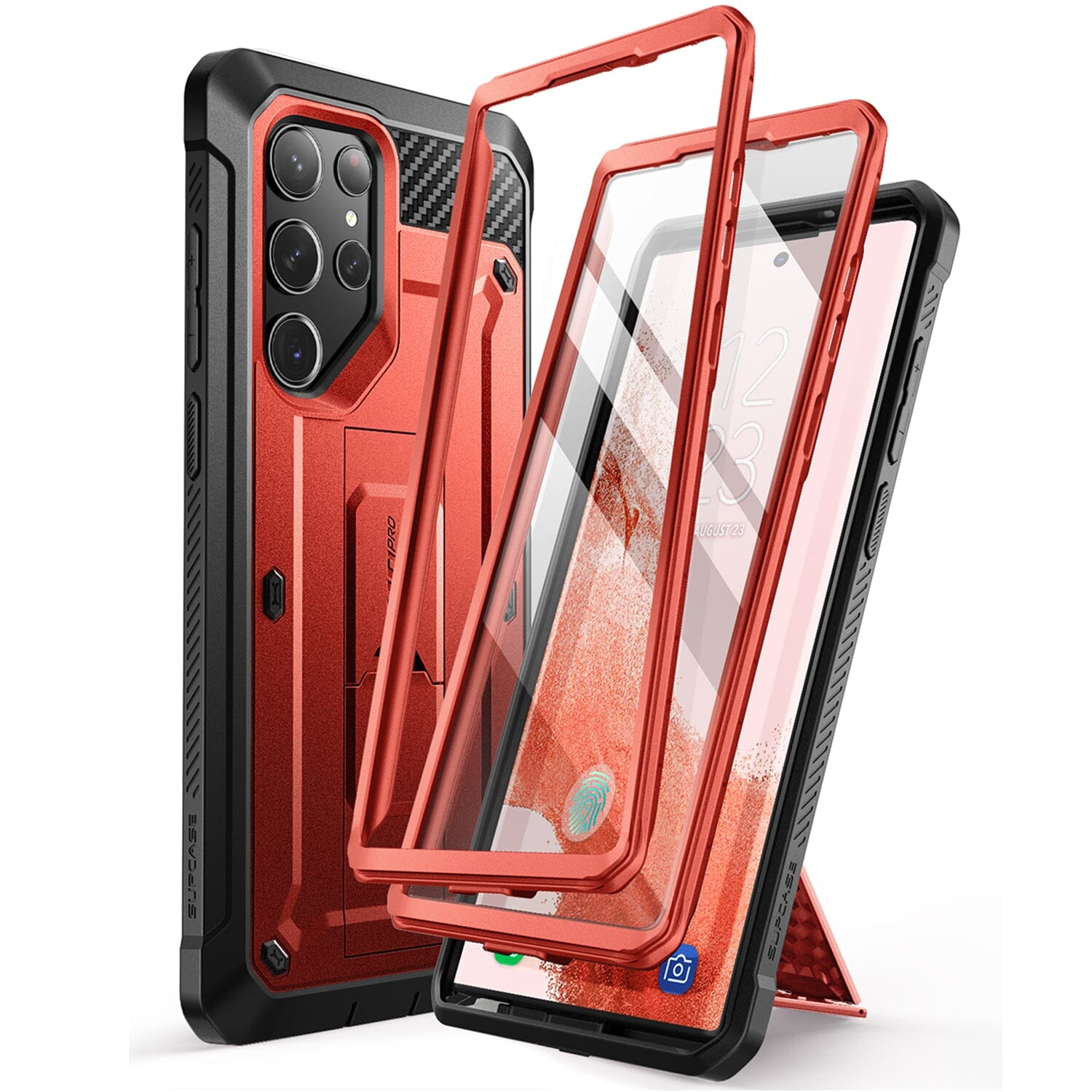 SUPCASE Unicorn Beetle Pro Case for Samsung Galaxy S23 Ultra 5G (2023 Release), [Extra Front Frame] Full-Body Dual Layer Rugged Belt-Clip & Kickstand Case with Built-in Screen Protector ONE2WORLD 