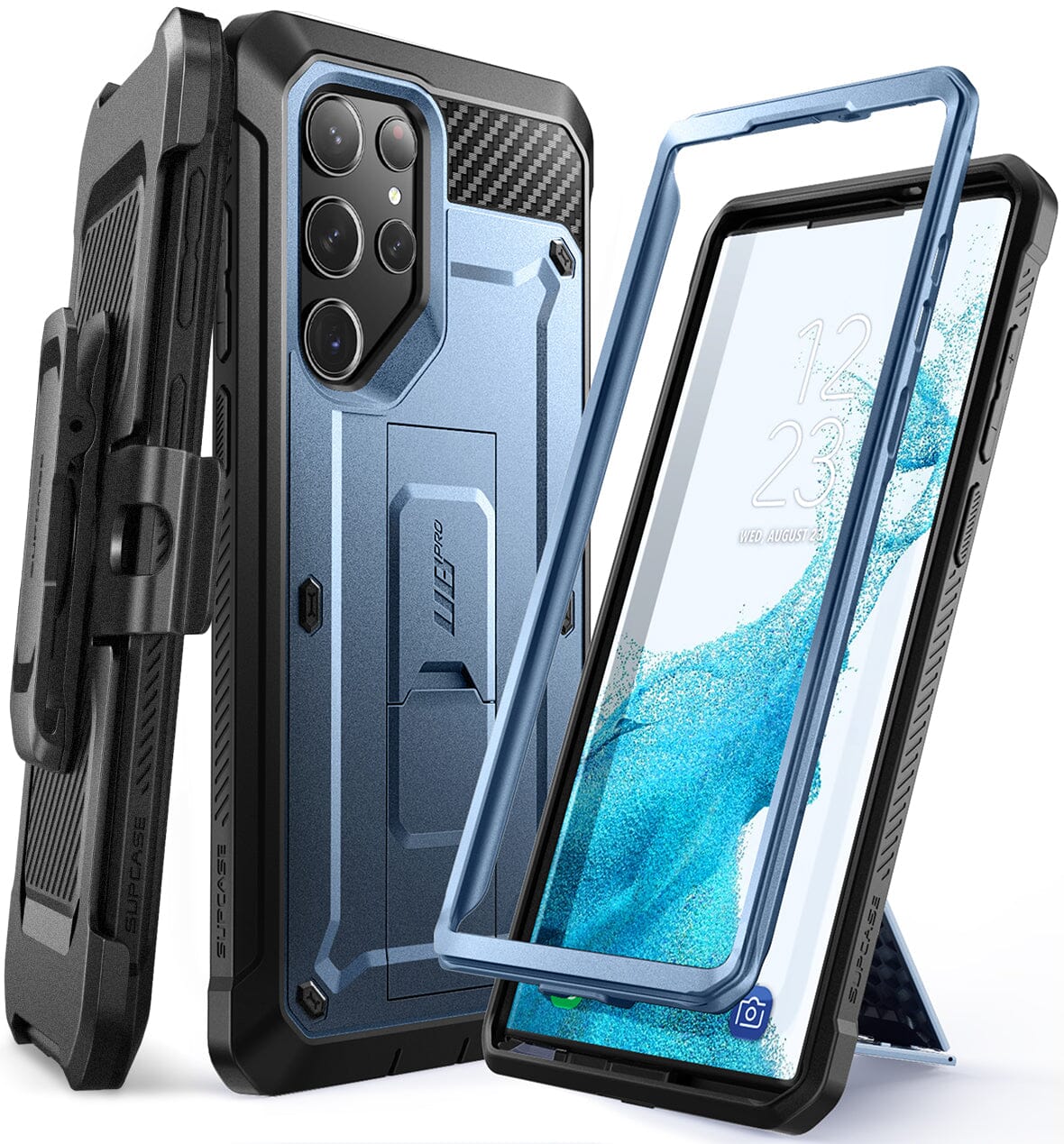 SUPCASE Unicorn Beetle Pro Series Case Designed for Galaxy S23 Series 5G (2023 Release), Full-Body Dual Layer Rugged Holster & Kickstand Case Without Built-in Screen Protector ONE2WORLD Metallic Blue S23 Ultra 